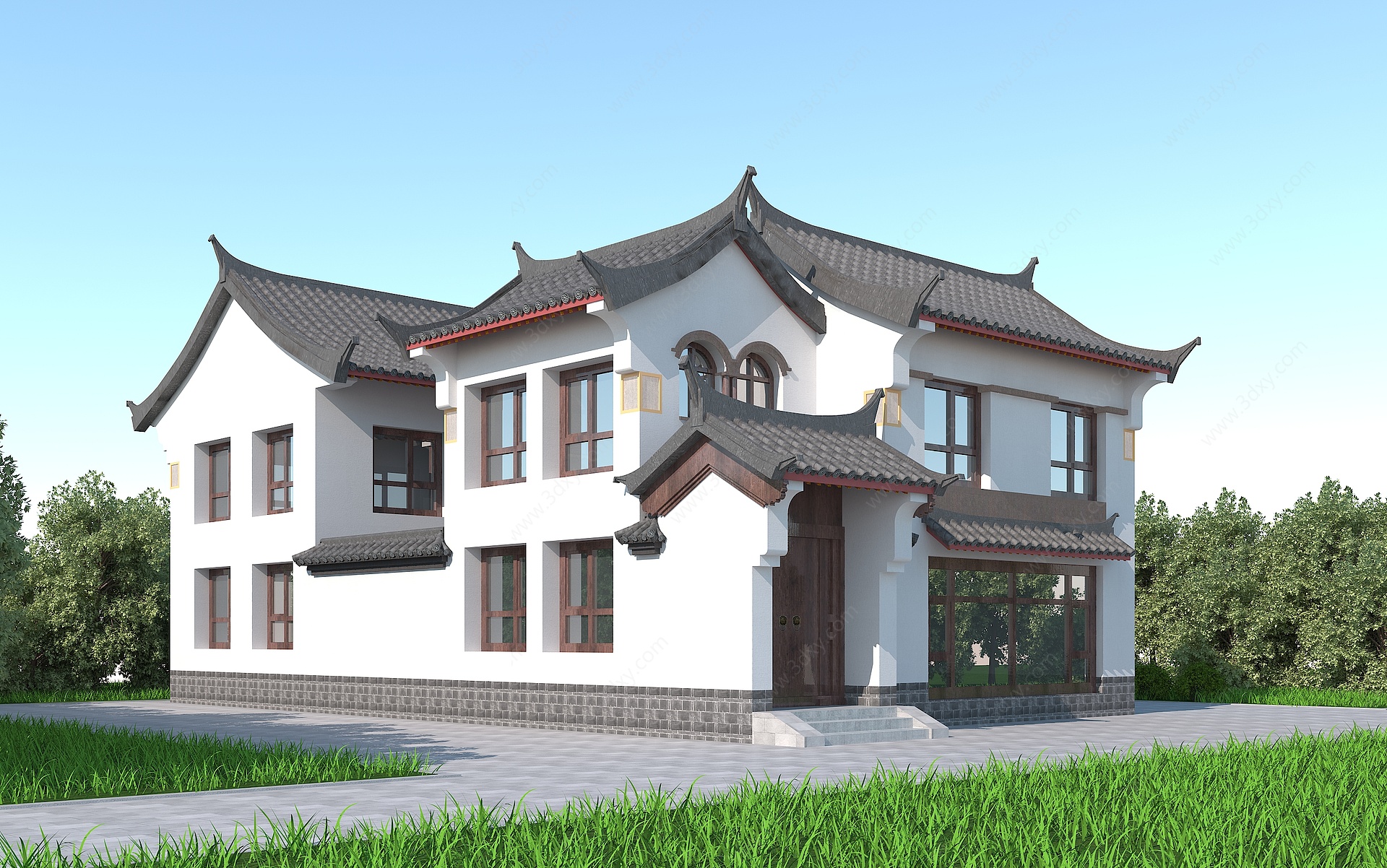 中式双层住宅3D模型