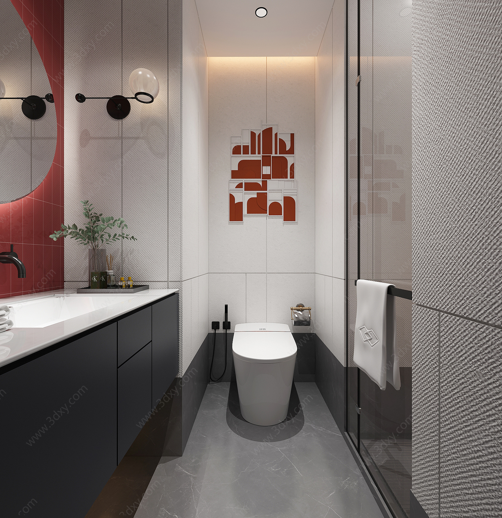 卫生间浴室壁灯镜子3D模型
