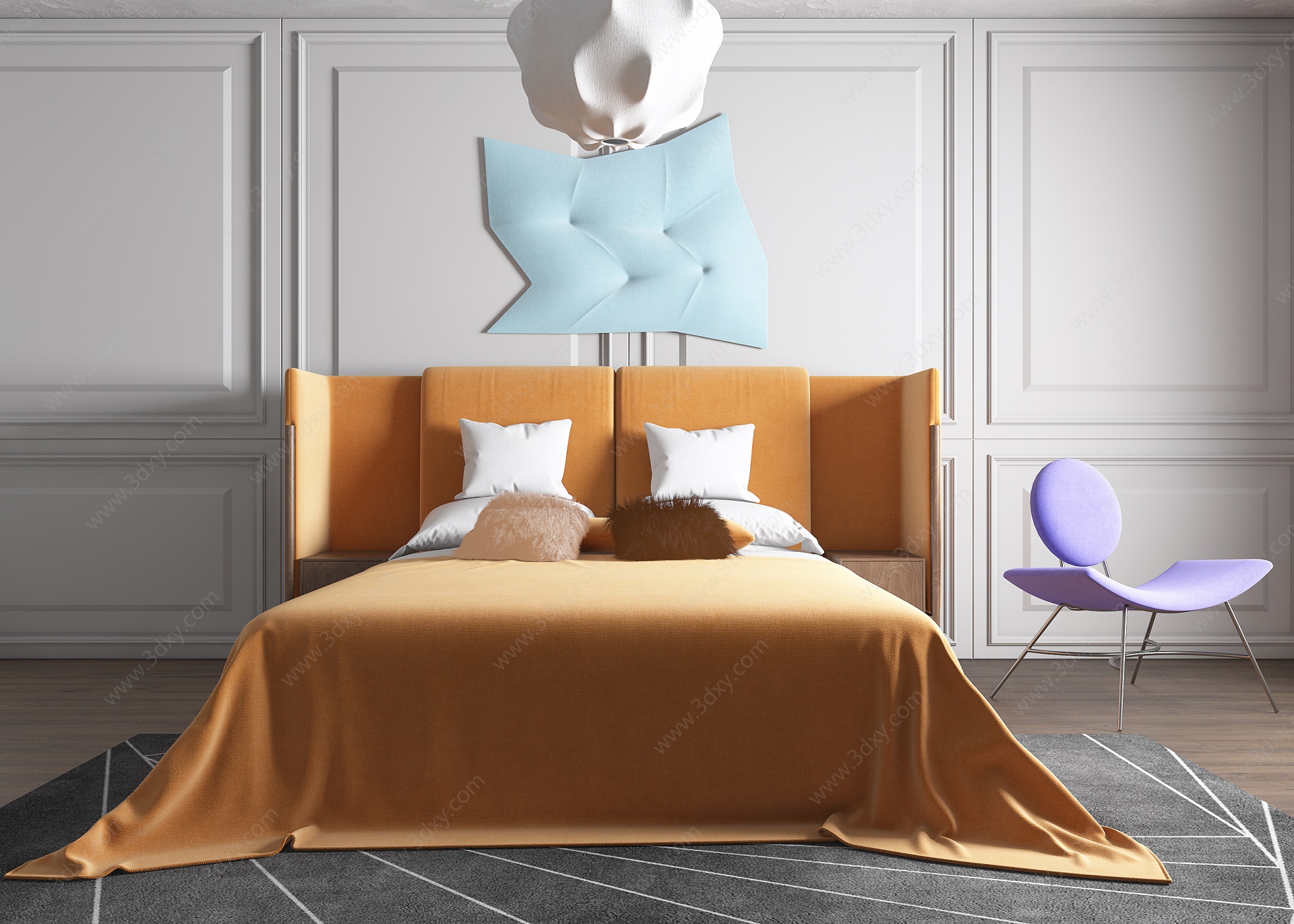 卧室大床床床具3D模型