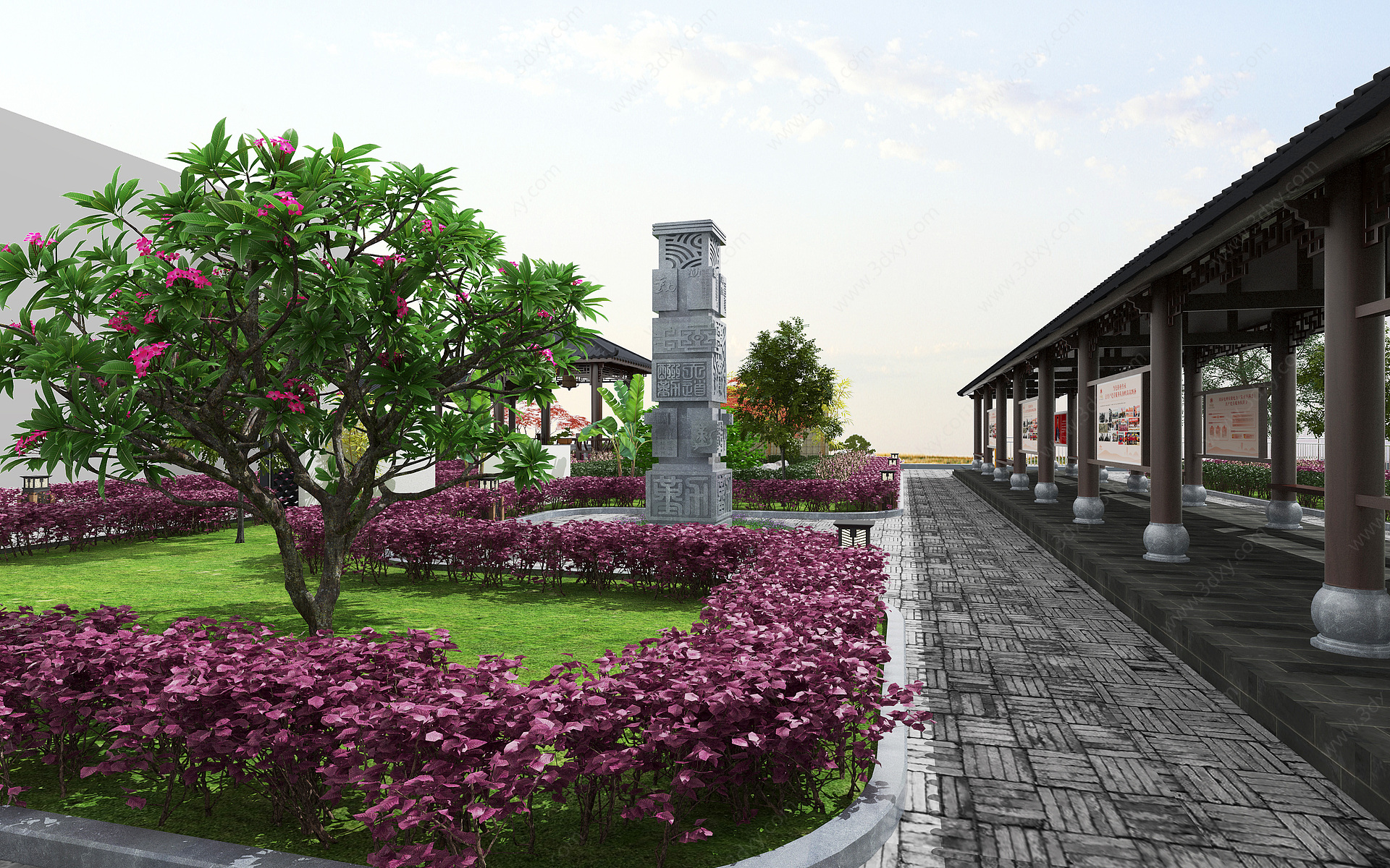 新中式公园景观3D模型