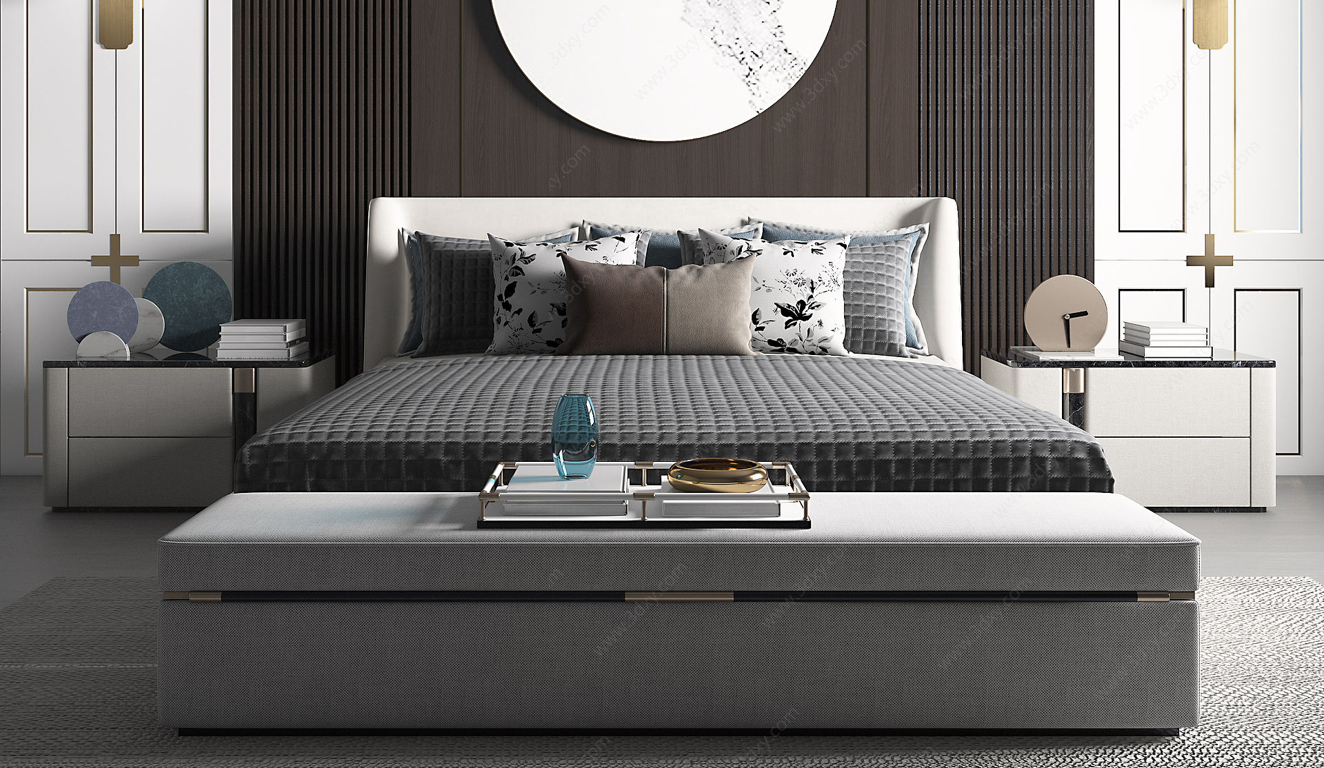 新中式卧室床3D模型