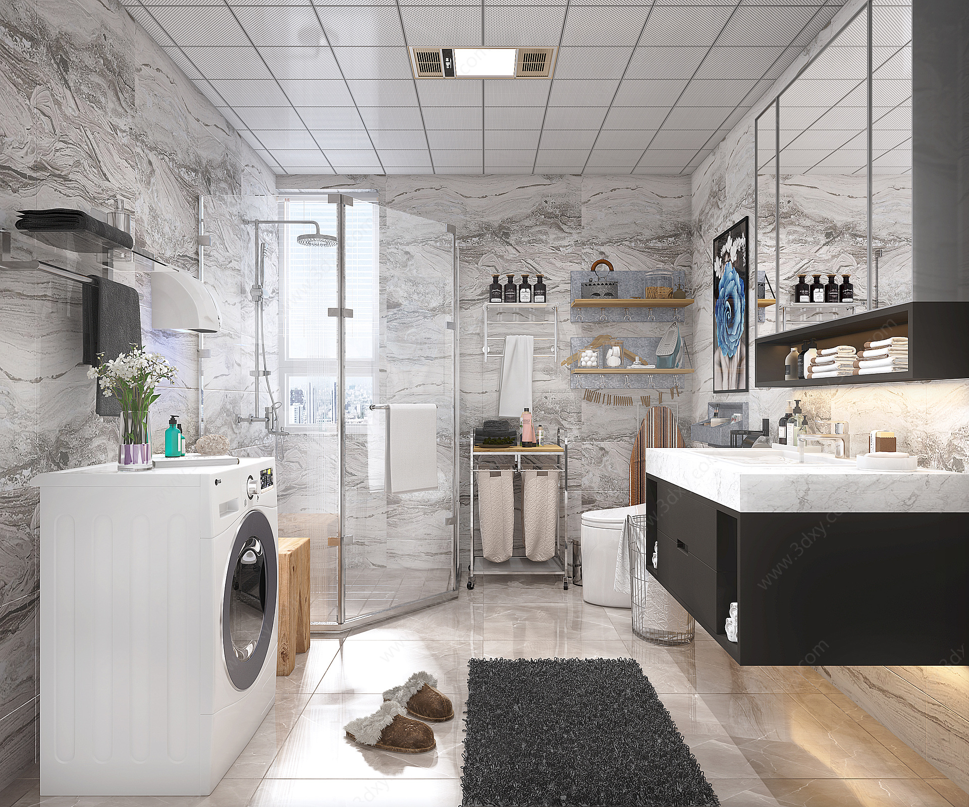 卫生间洗手台淋浴3D模型