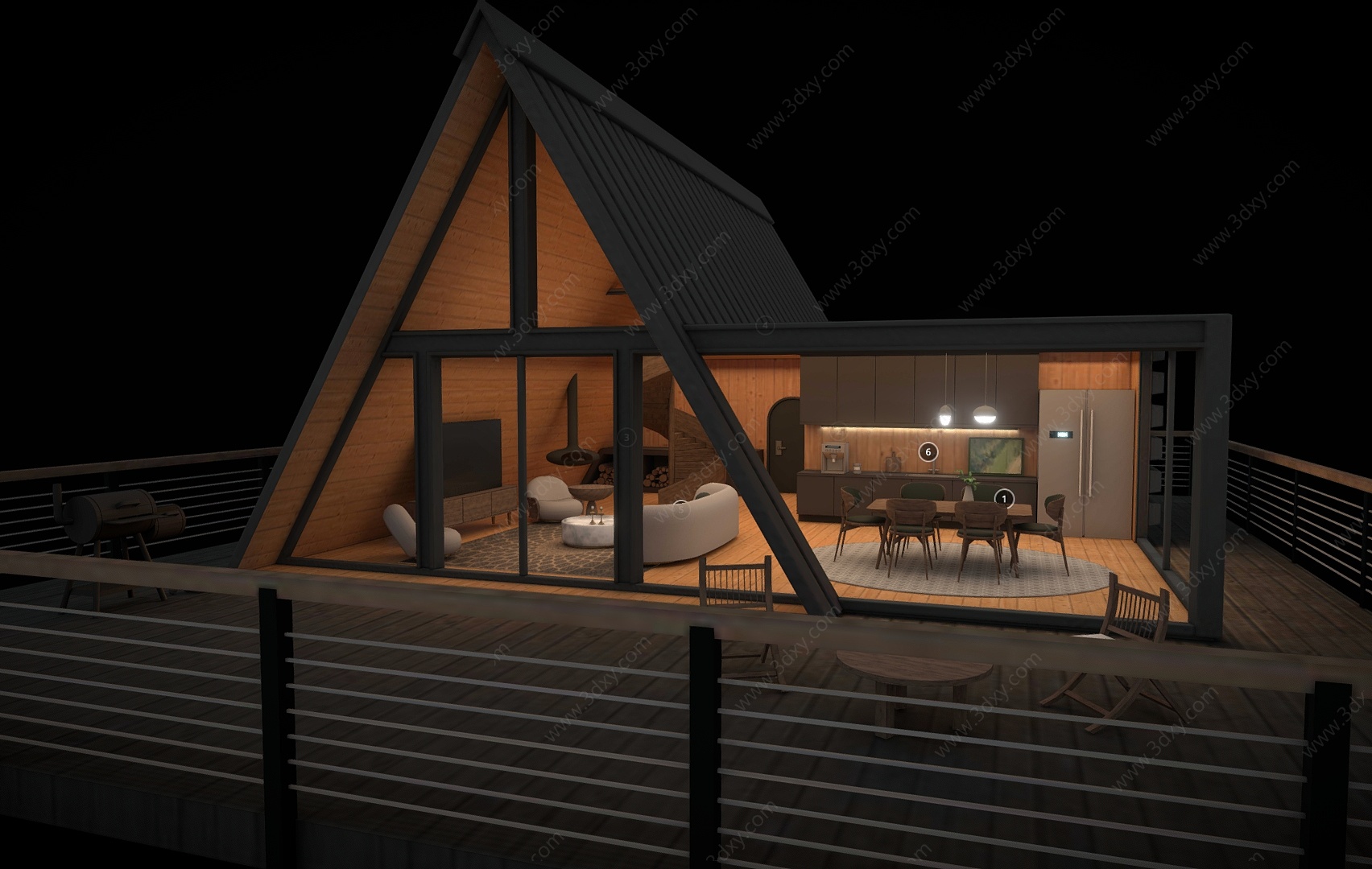 特色建筑景观木屋休闲室3D模型