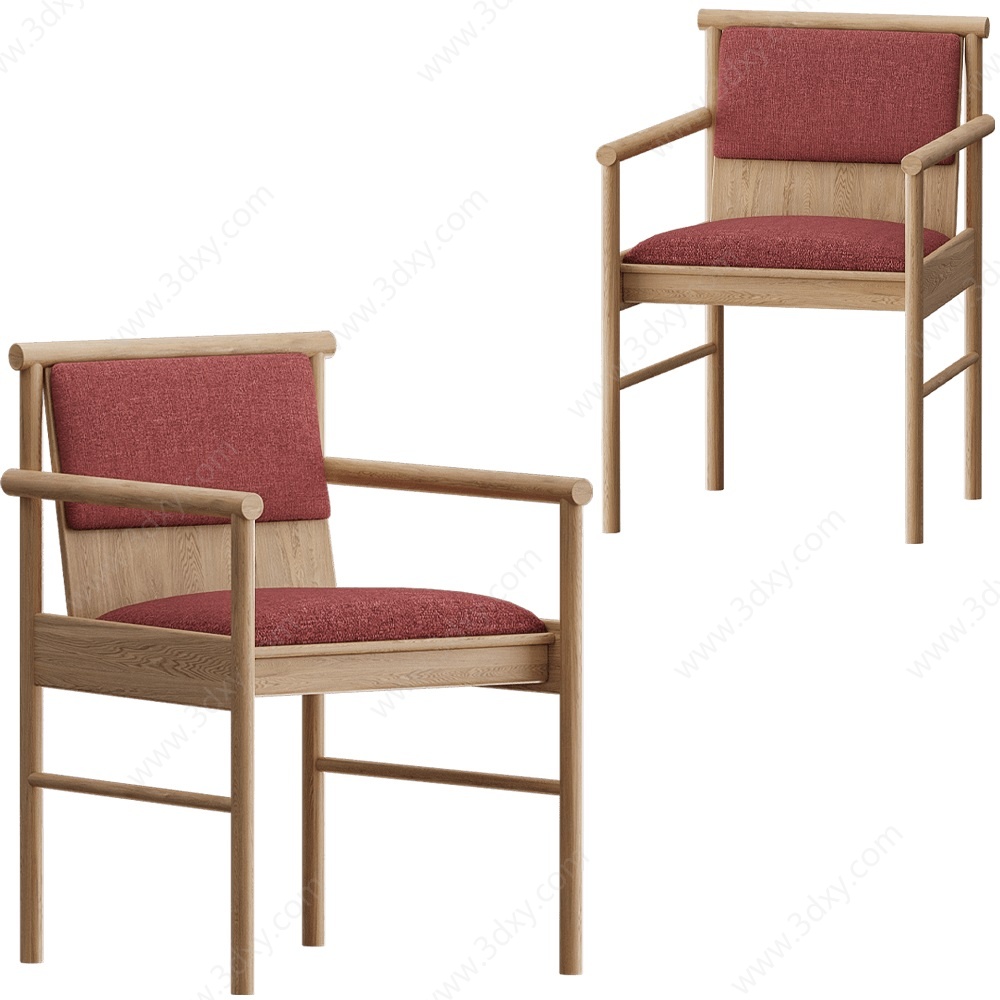 休闲绯红单椅3D模型