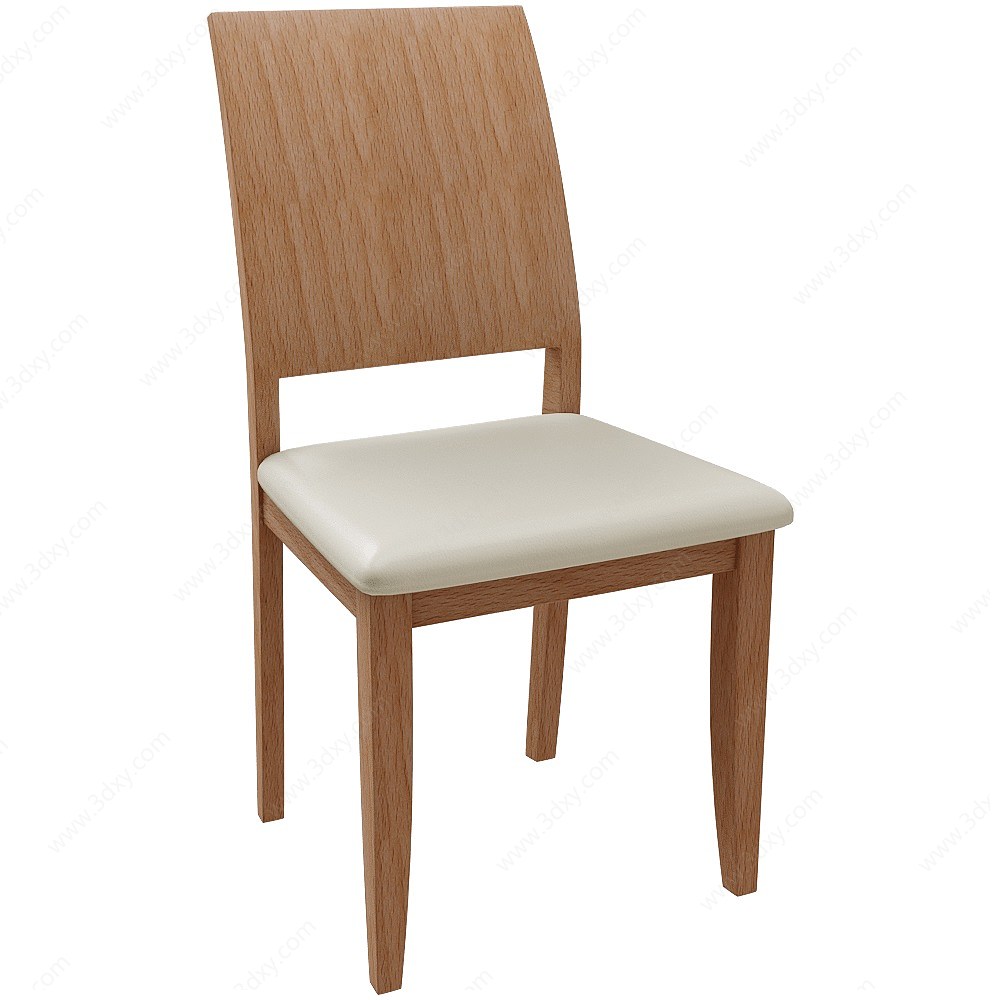 现代休闲白木单椅3D模型