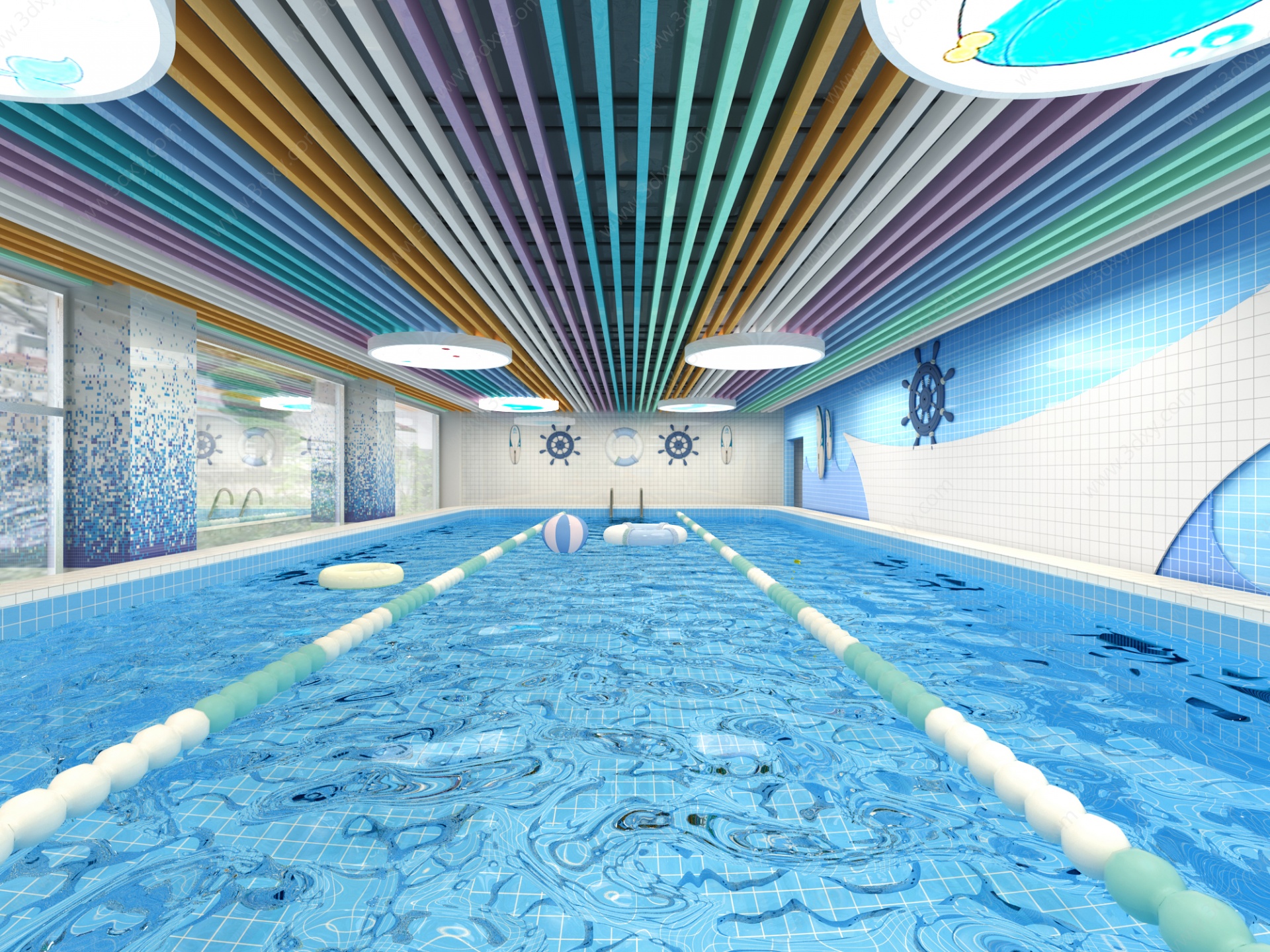 现代亲子游泳馆3D模型