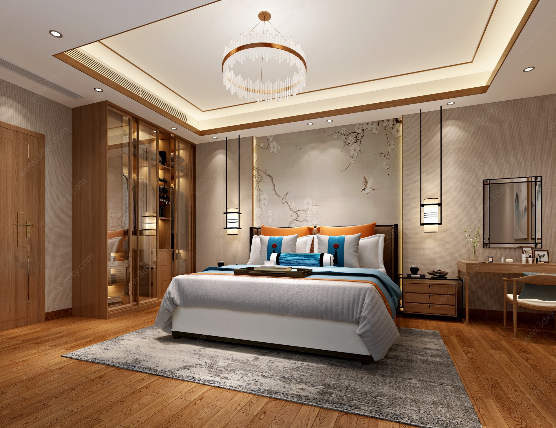 新中式轻奢风格卧室3D模型