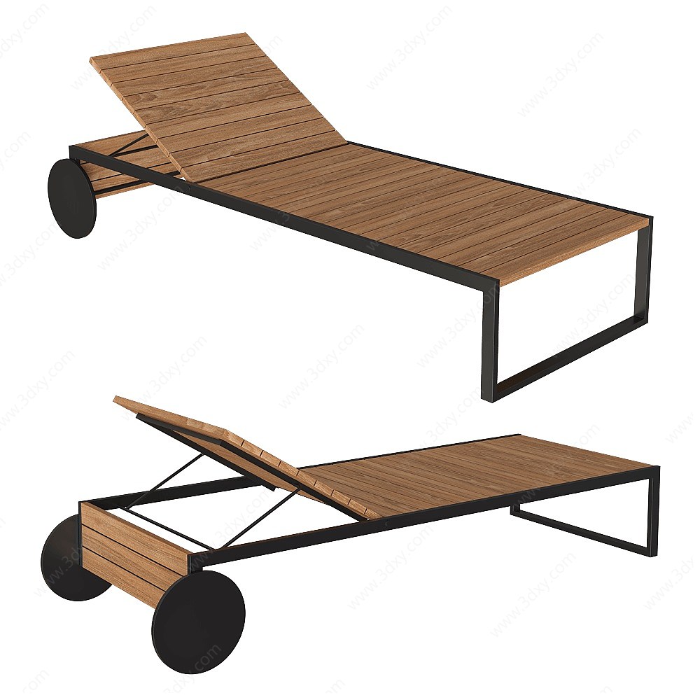 花园式可升降休闲躺椅3D模型