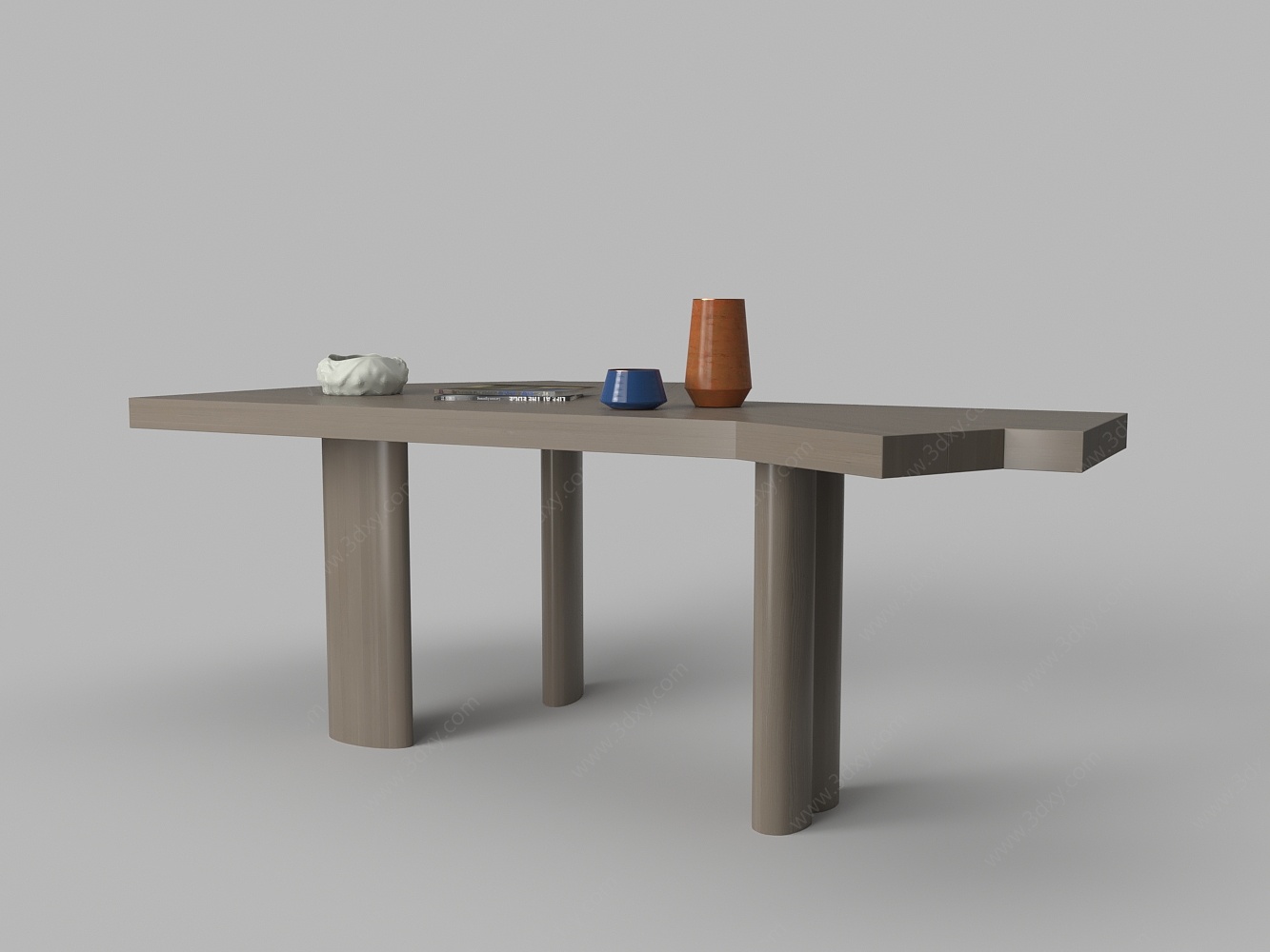 现代实木不规则书桌3D模型