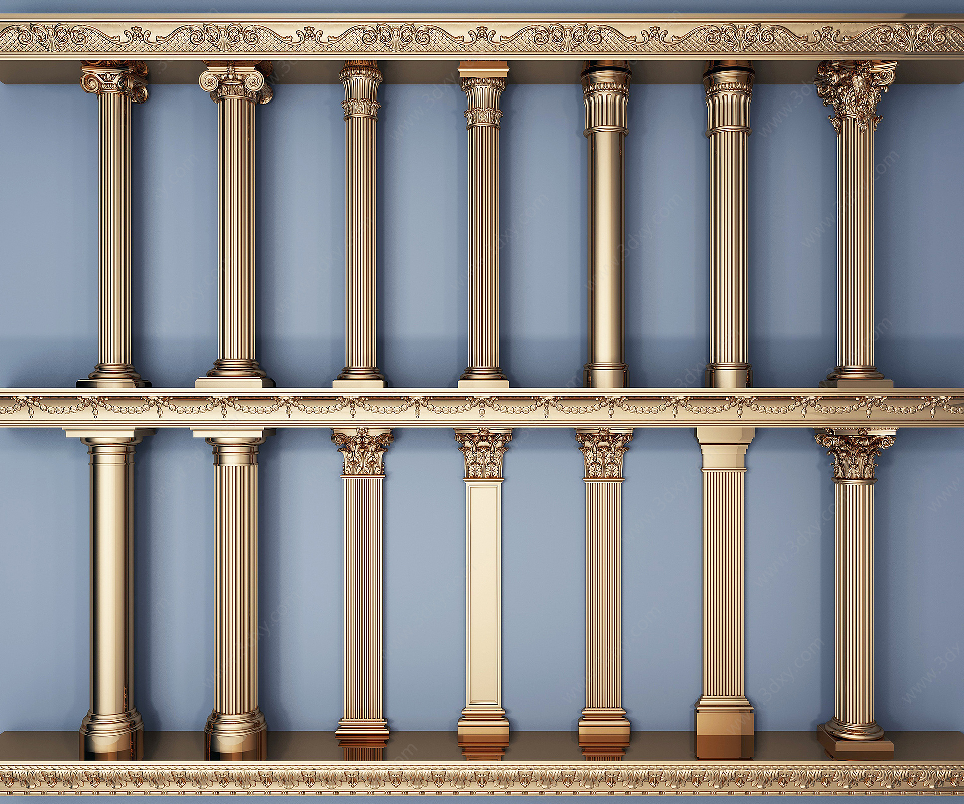 欧式罗马柱雕花柱3D模型