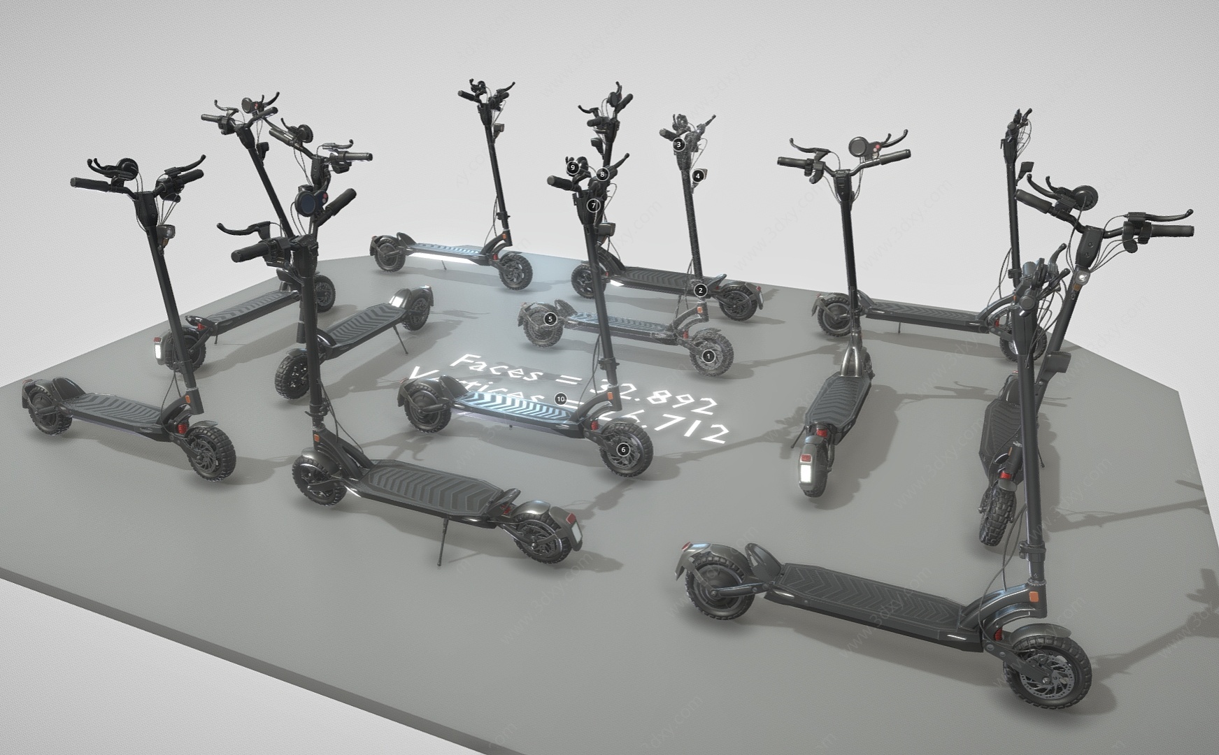 电动车滑板车折叠电动车3D模型