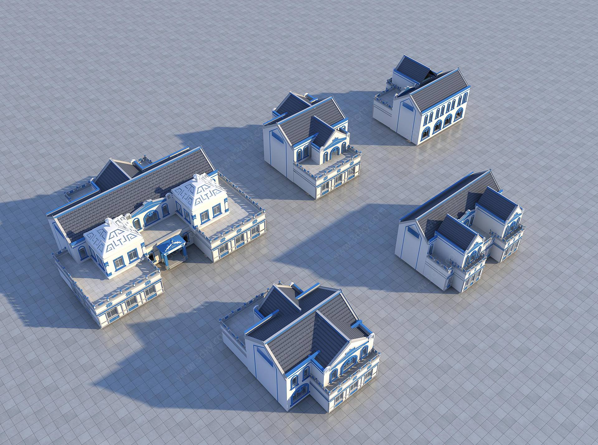 蒙古别墅组合3D模型