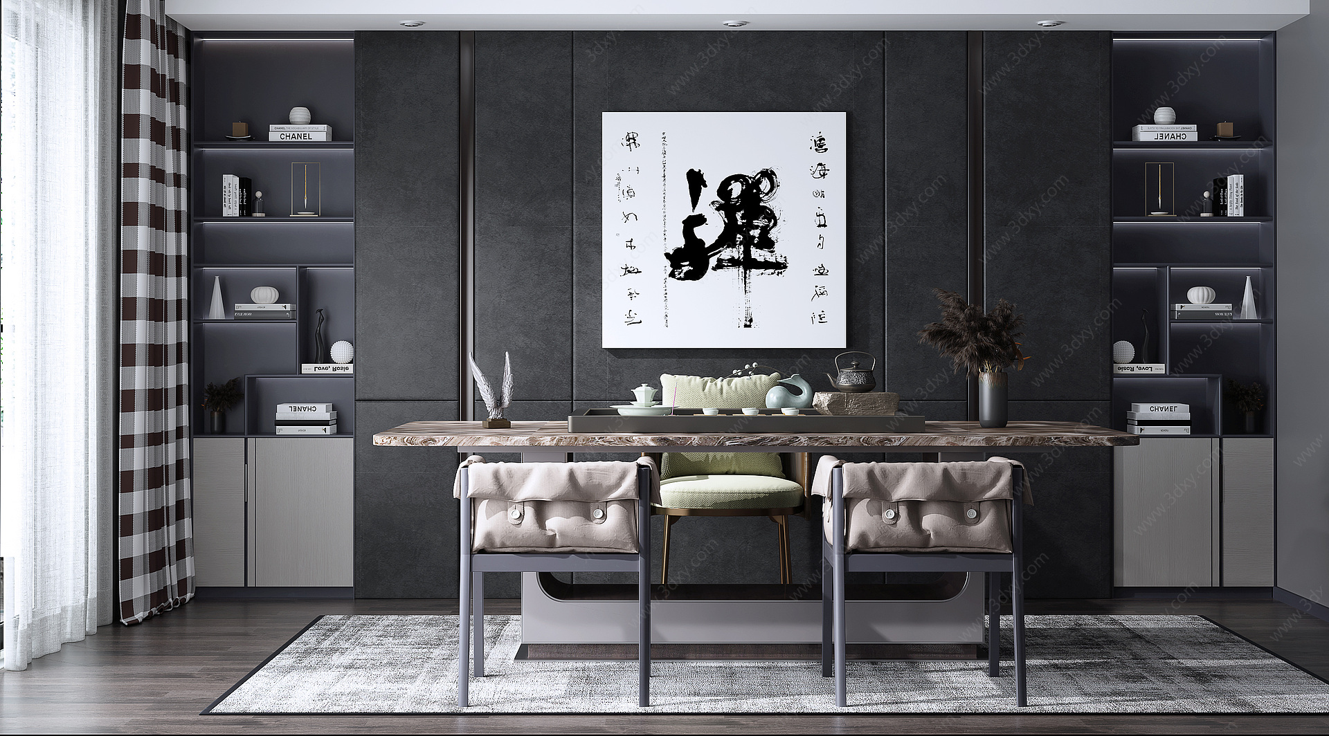 新中式茶室装饰画3D模型