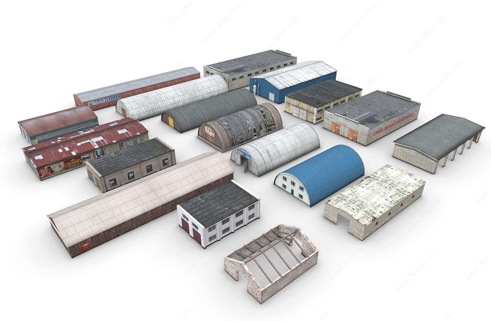 工业厂房老厂房仓库建筑3D模型
