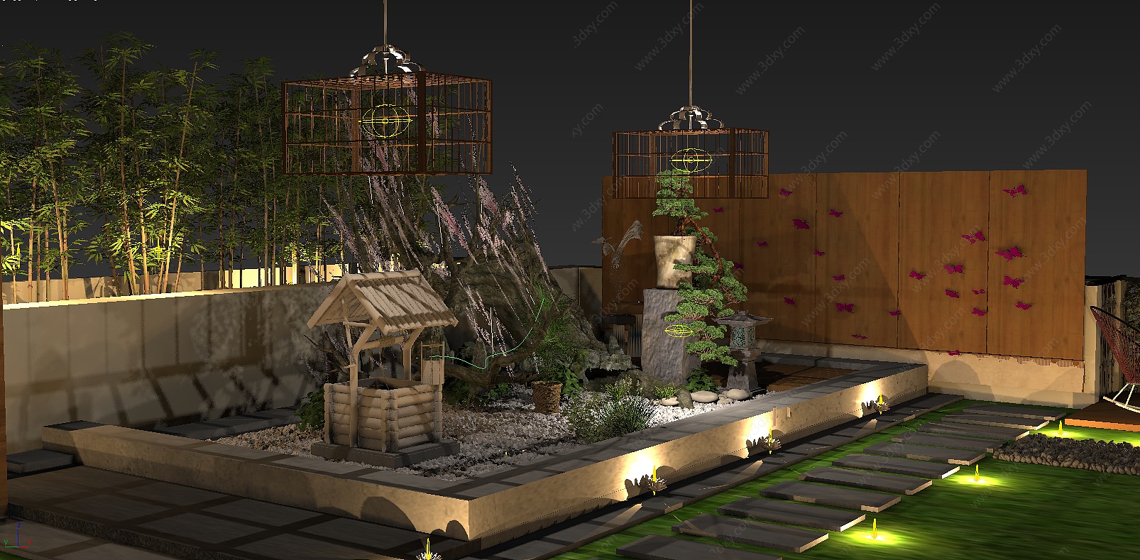 日式风格花园阳台3D模型