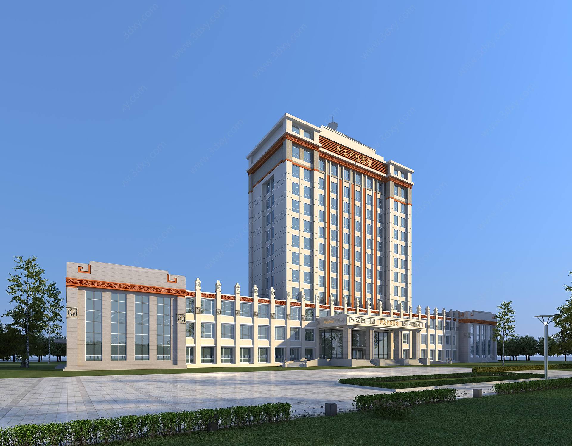 蒙古风格酒店建筑3D模型