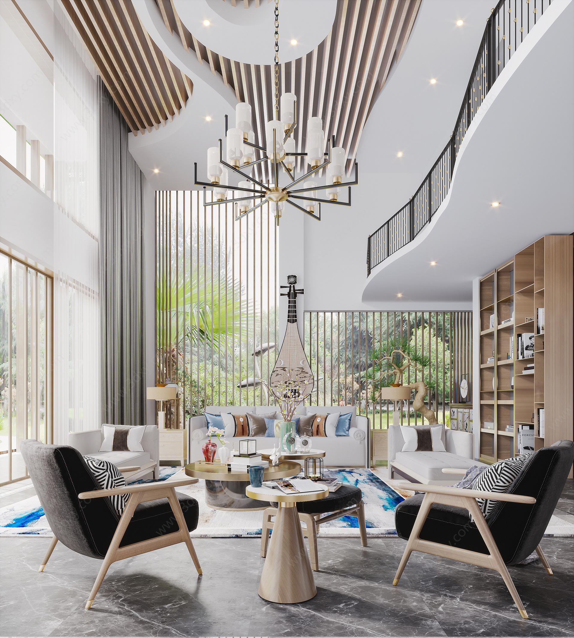 新中式风格客厅家具沙发3D模型