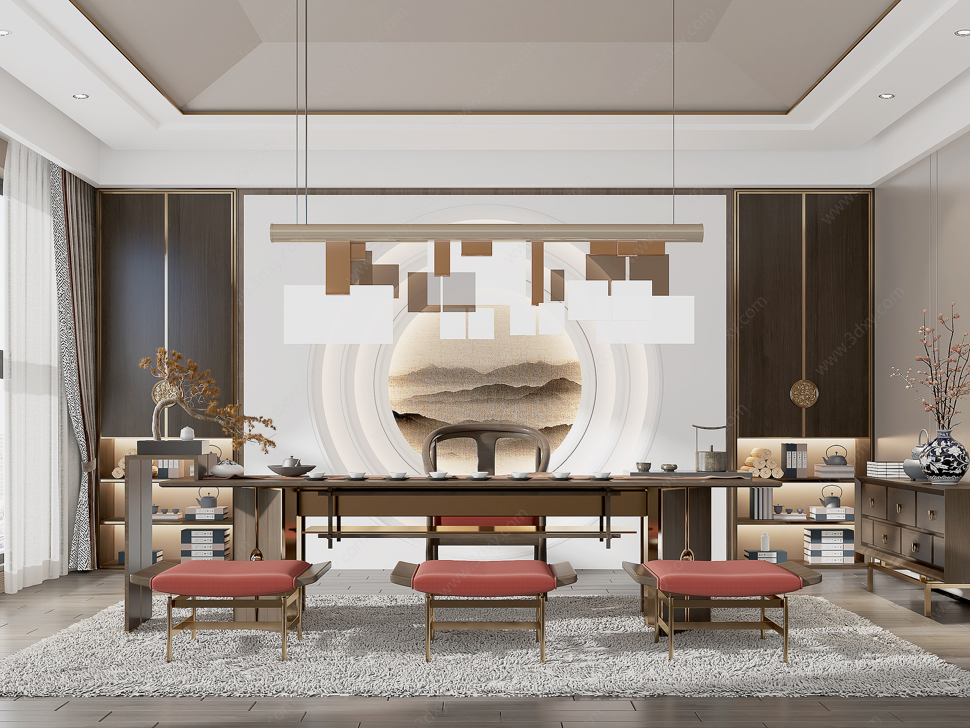 新中式茶室吊灯3D模型