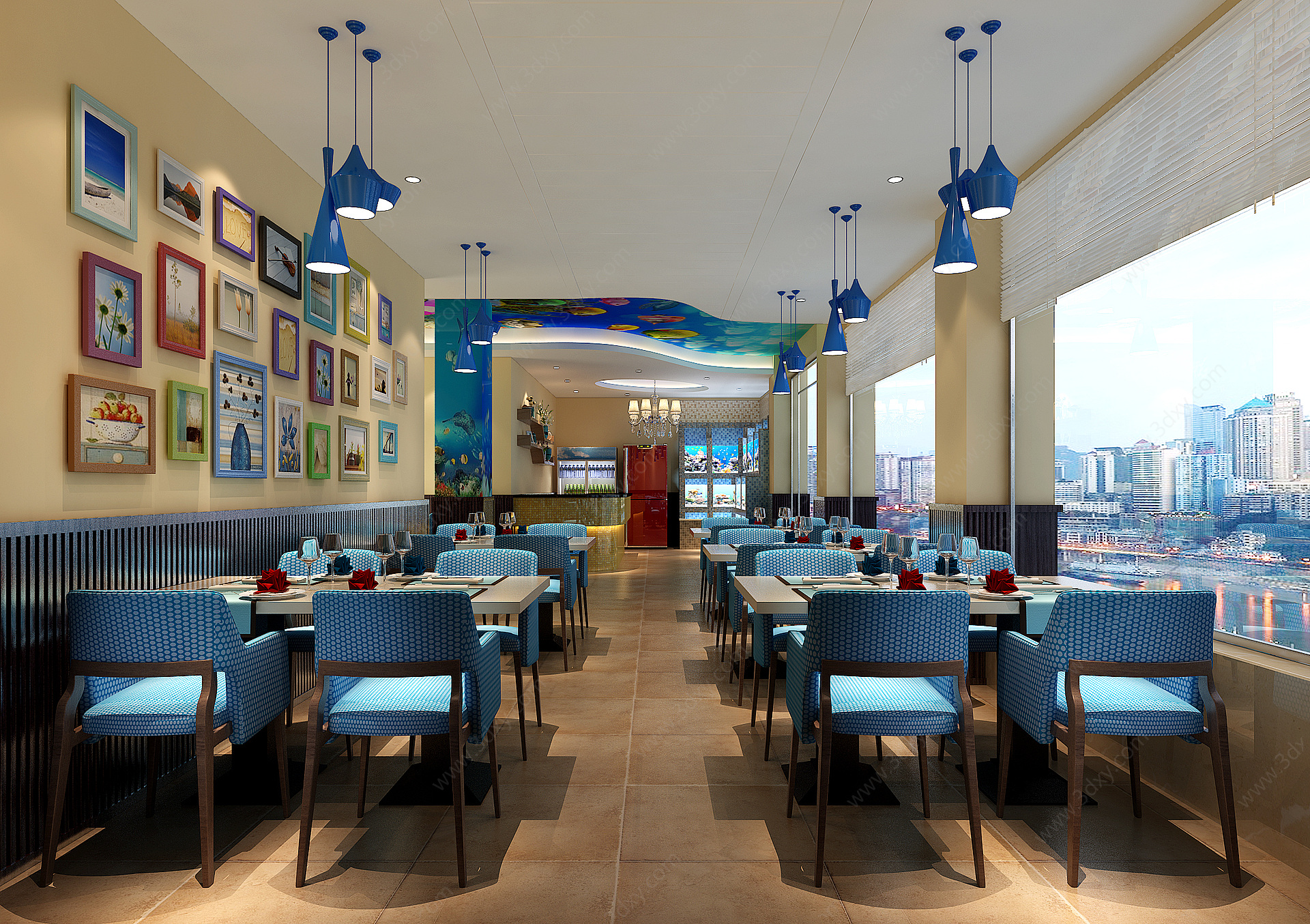 地中海自助餐厅3D模型