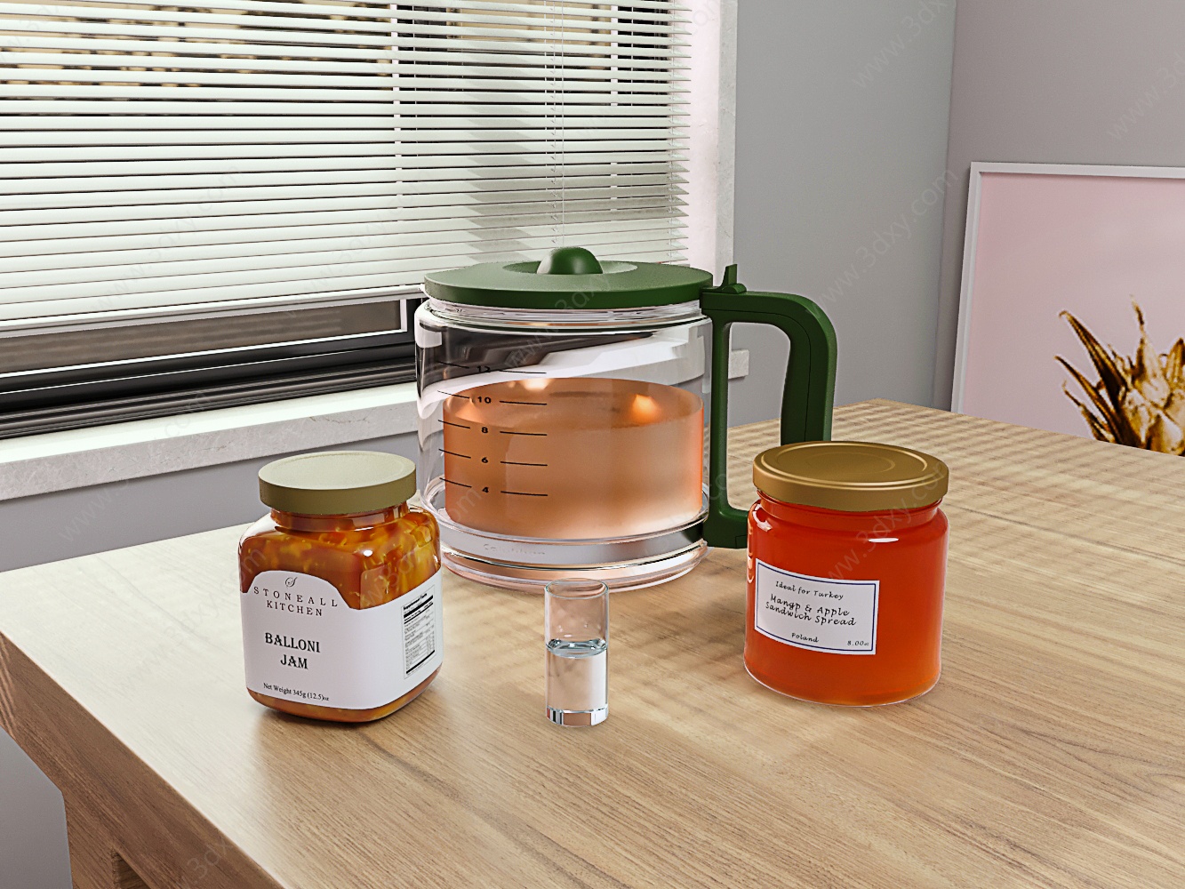 番茄酱蜂蜜水壶玻璃杯3D模型