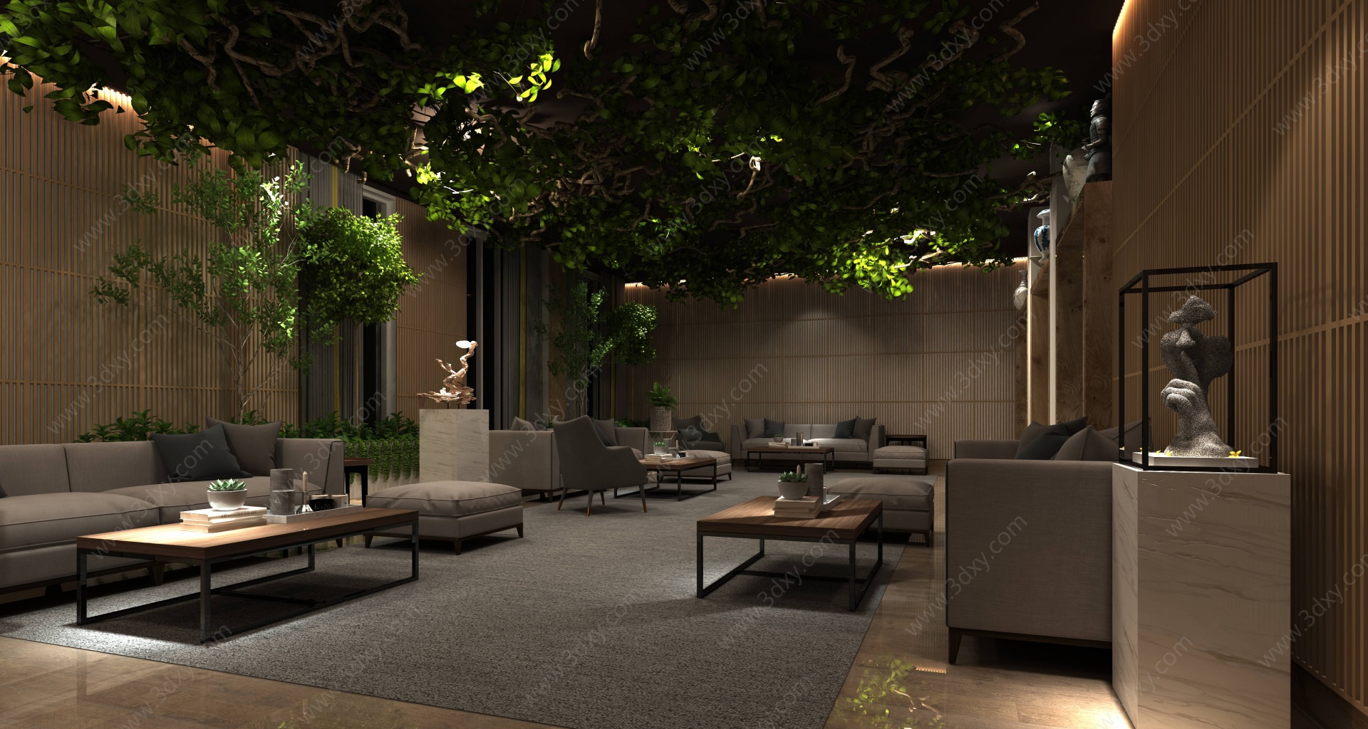 新中式酒店休息区3D模型