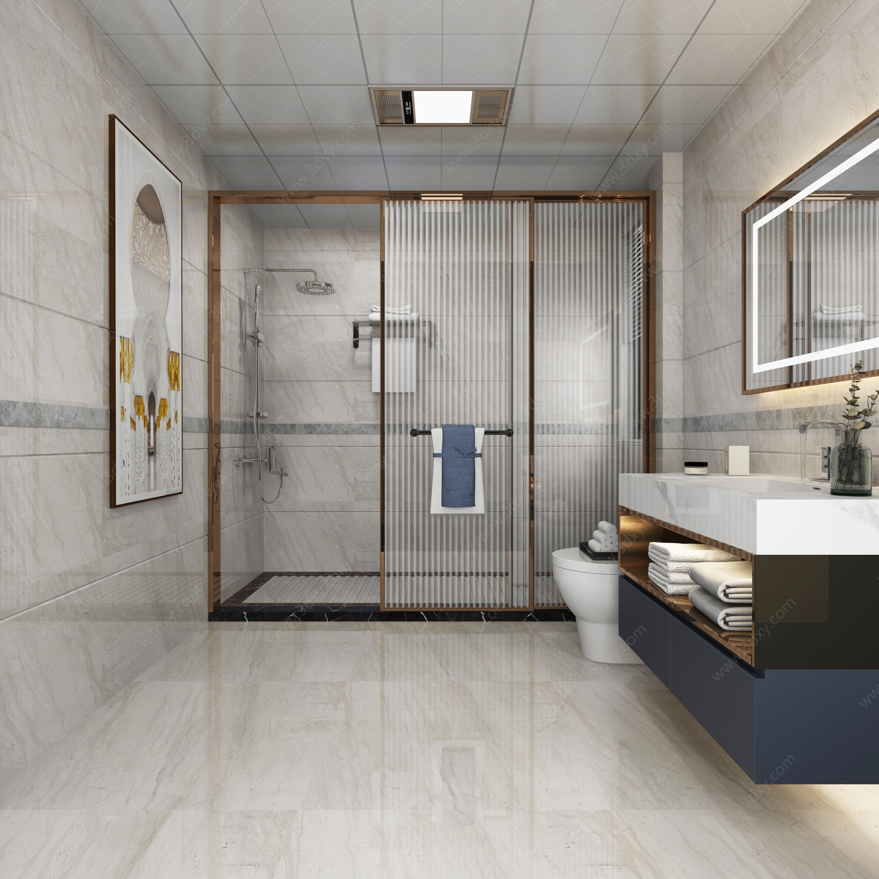 卫生间浴室挂画镜子3D模型