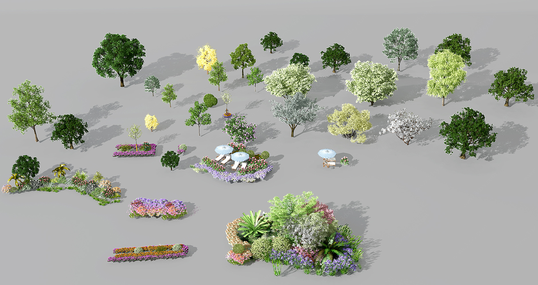 景观植物树花丛花坛3D模型