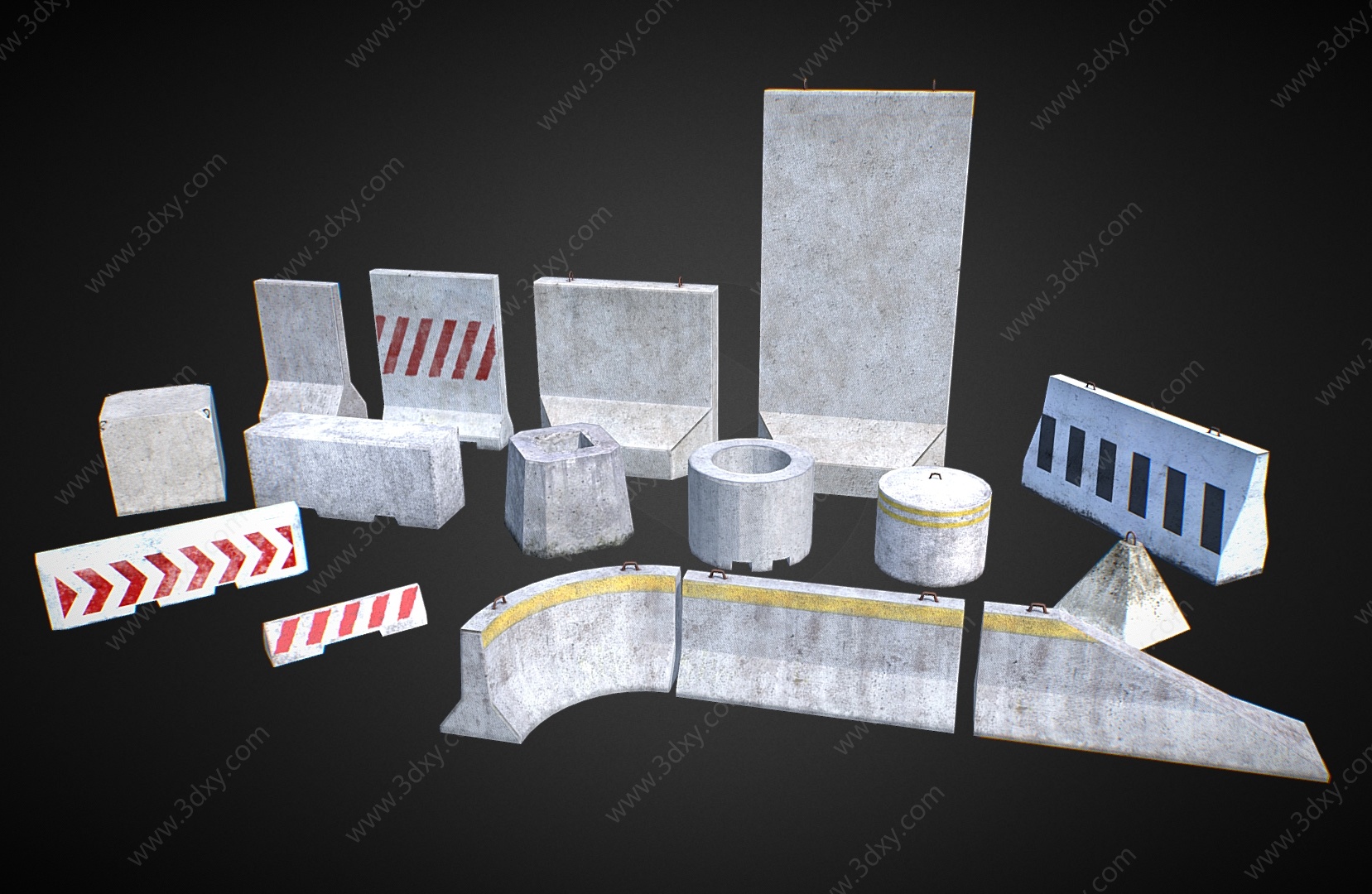 市政道路栏杆交通配件3D模型