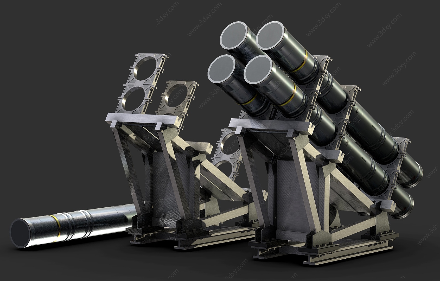 多管火箭筒导弹发射架3D模型