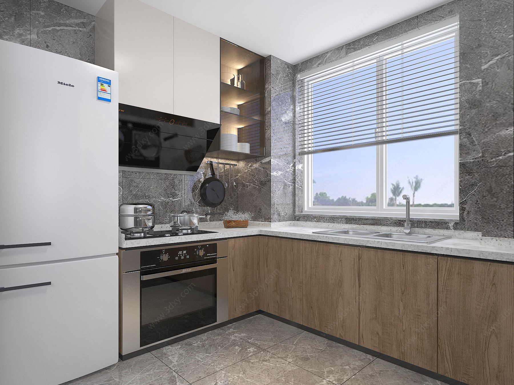 简约厨房橱柜冰箱3D模型
