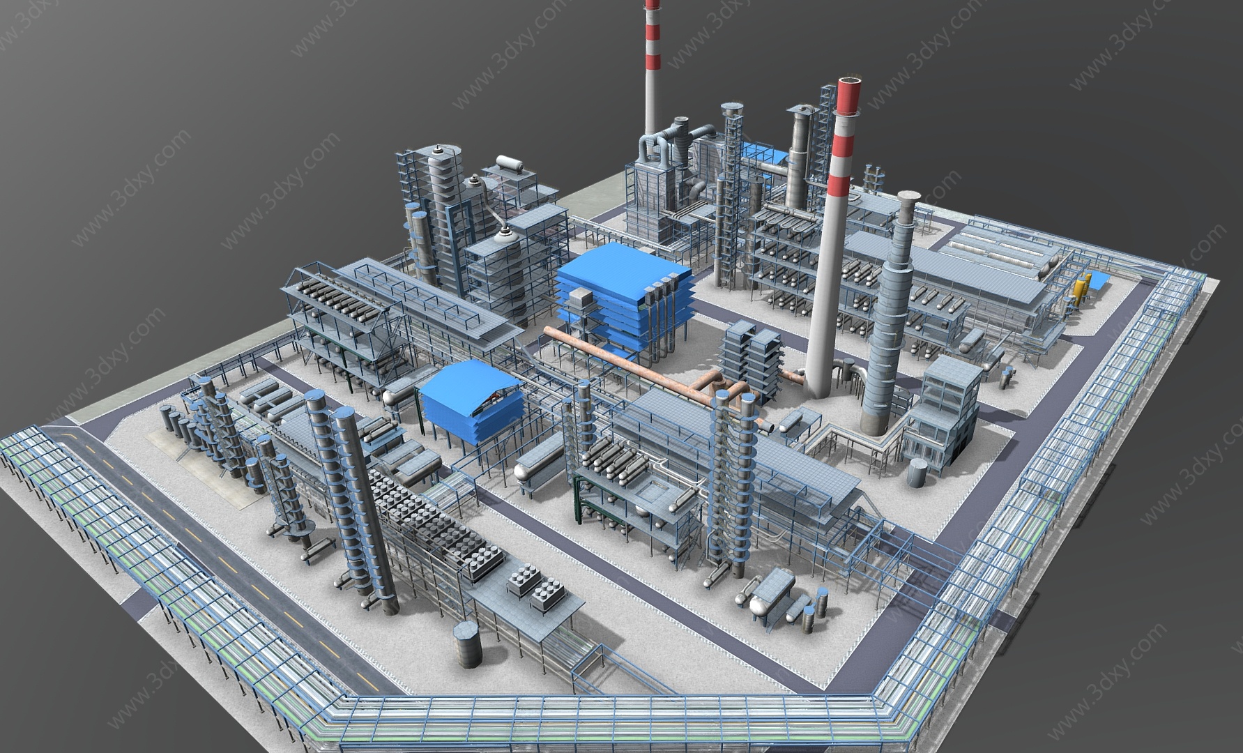 现代化工厂3D模型