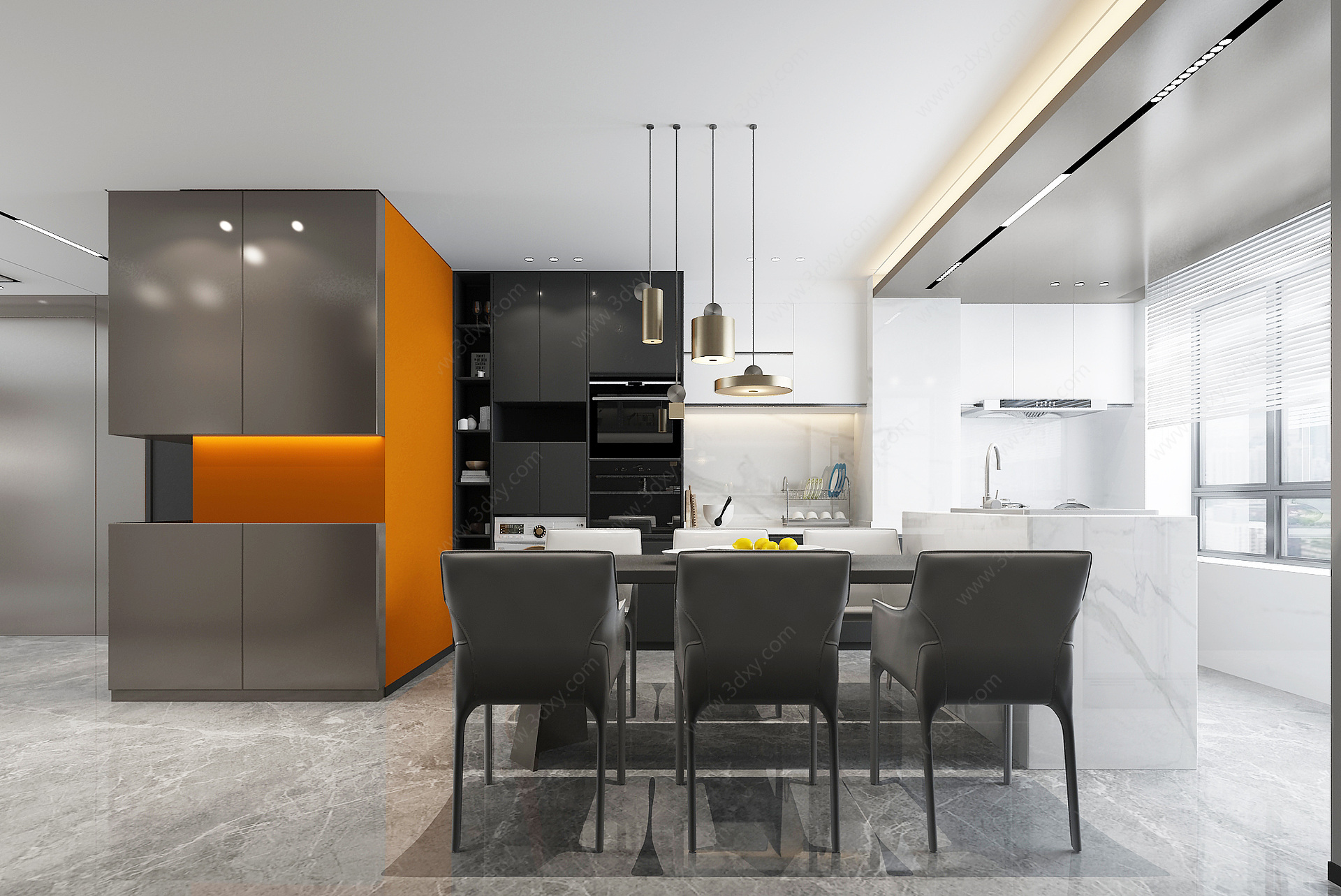 简约厨房橱柜厨具3D模型
