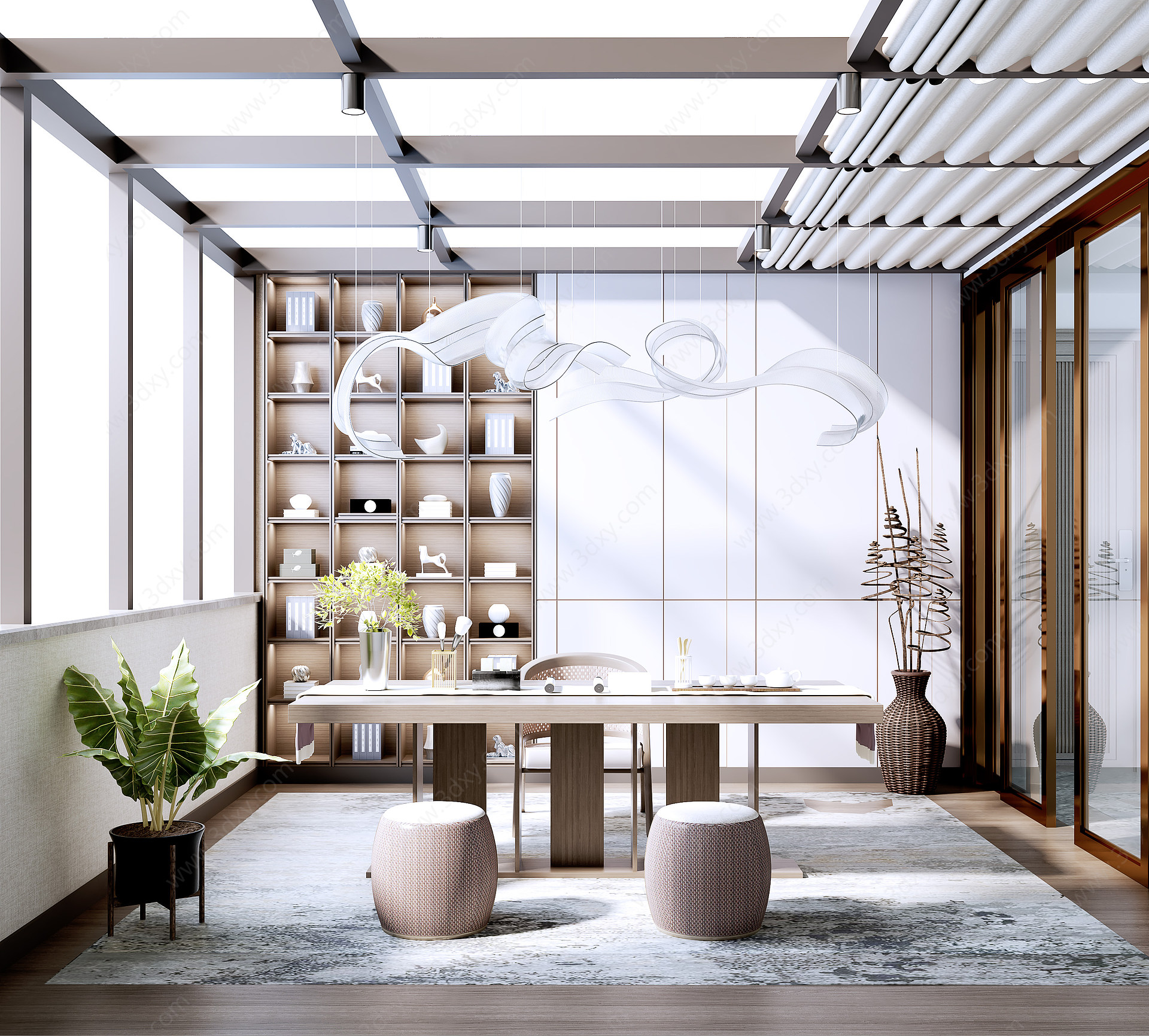 新中式阳光房茶室3D模型
