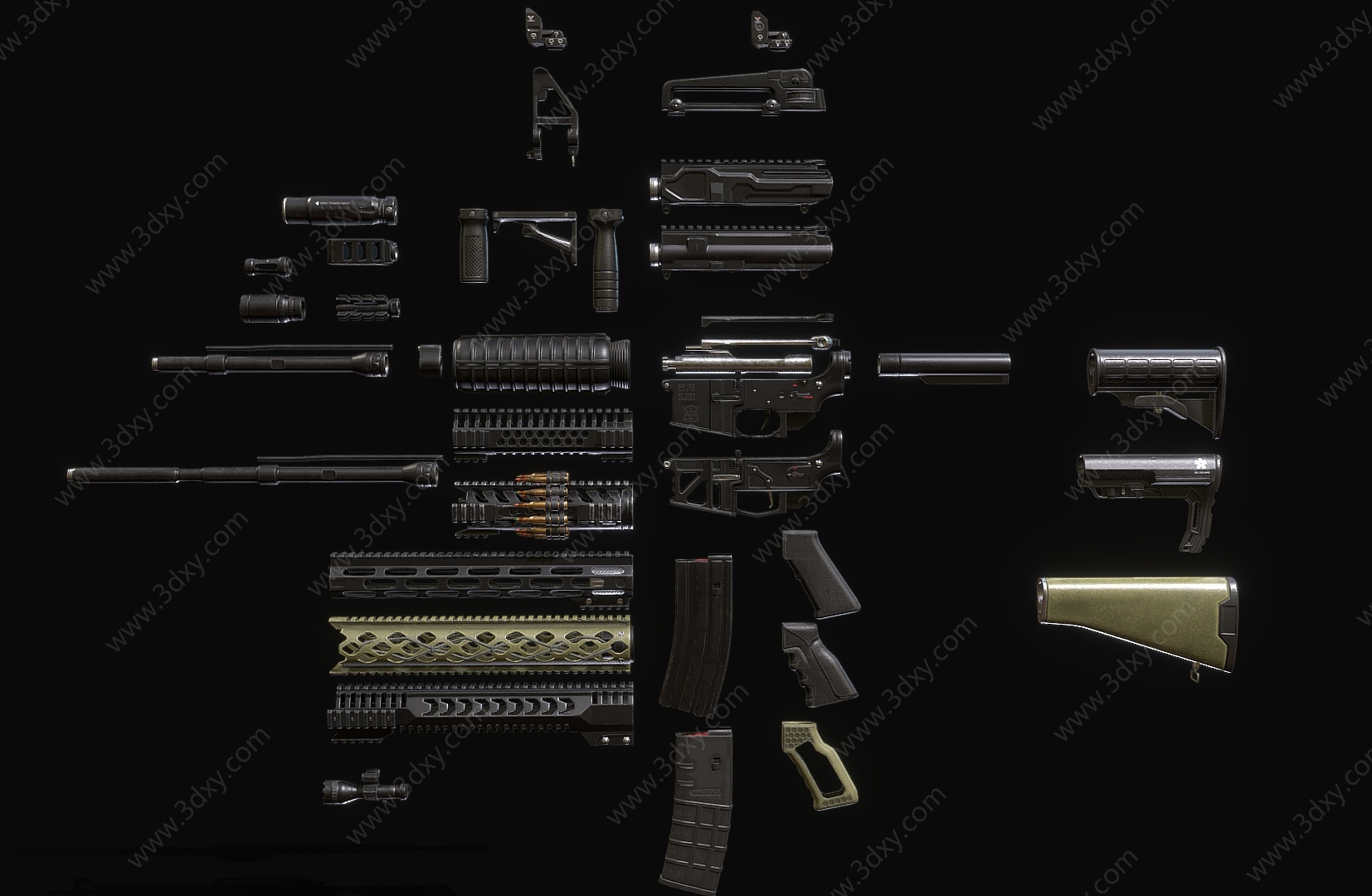 现代步枪步枪零件3D模型