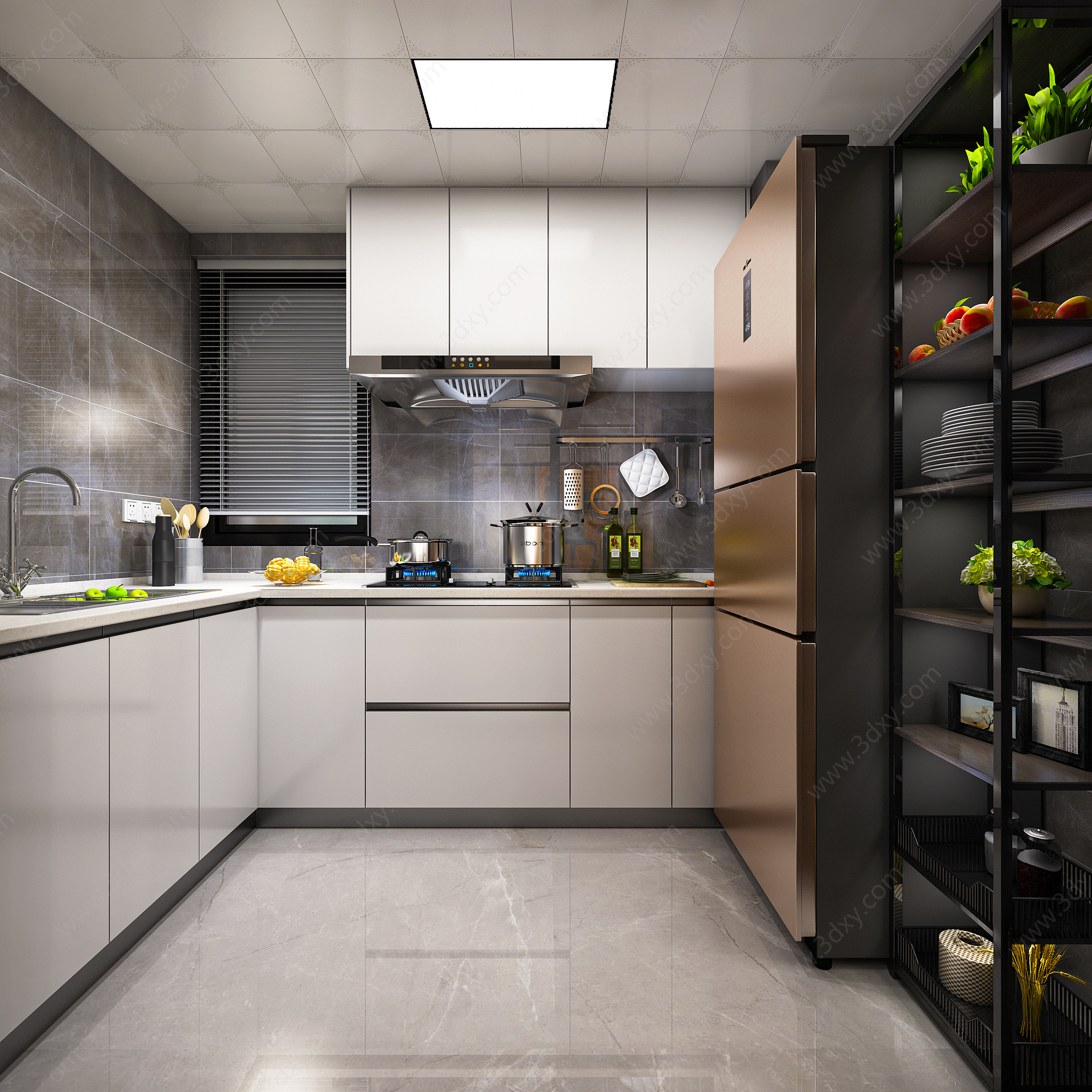 厨房置物架单开门冰箱3D模型