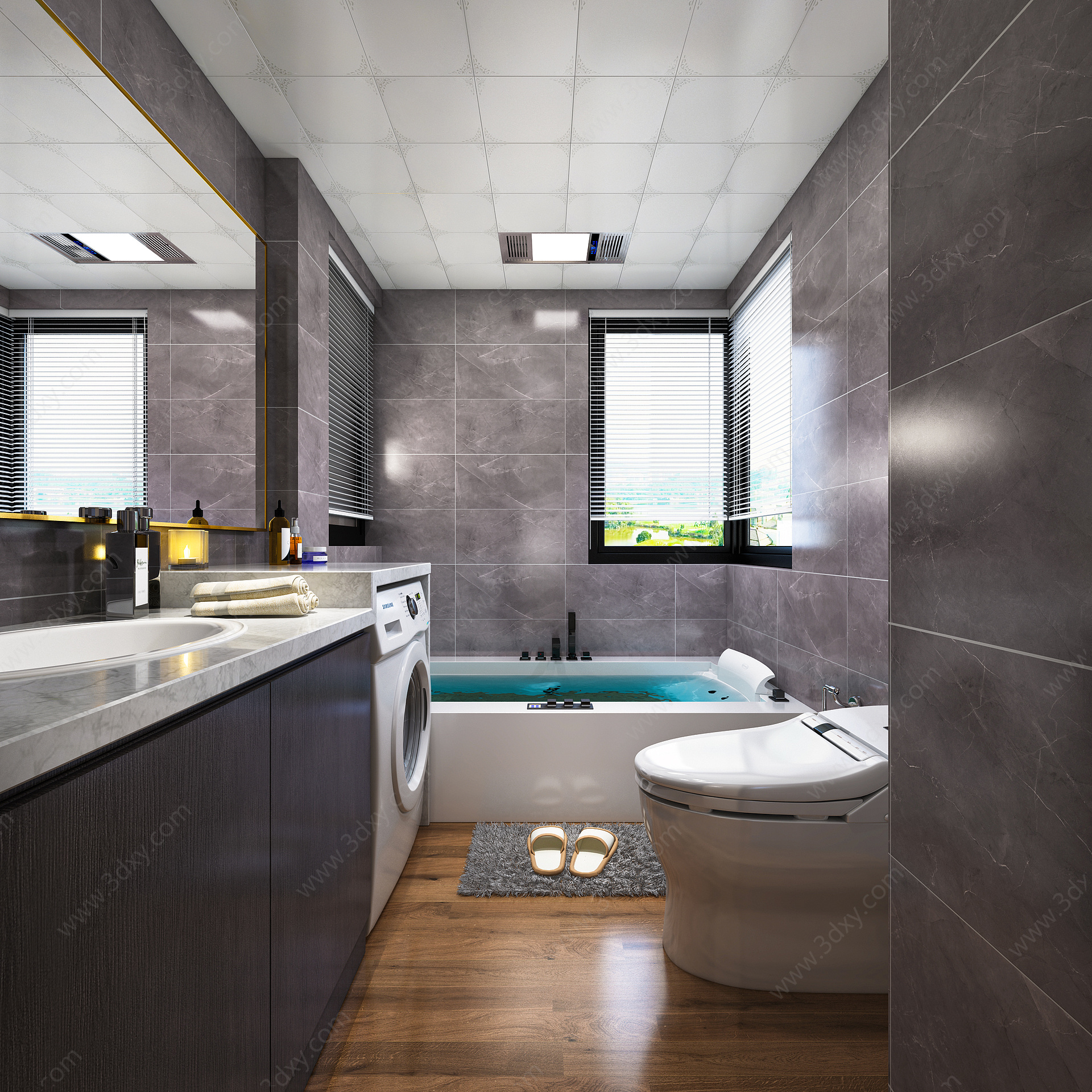 卫生间浴缸高低柜3D模型