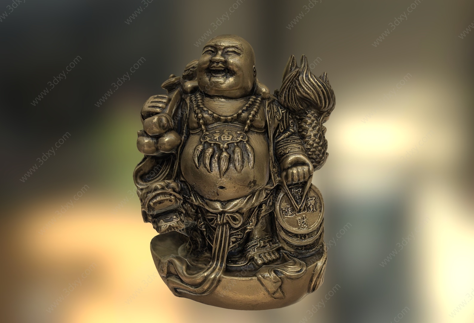 弥勒佛雕塑佛祖摆件3D模型