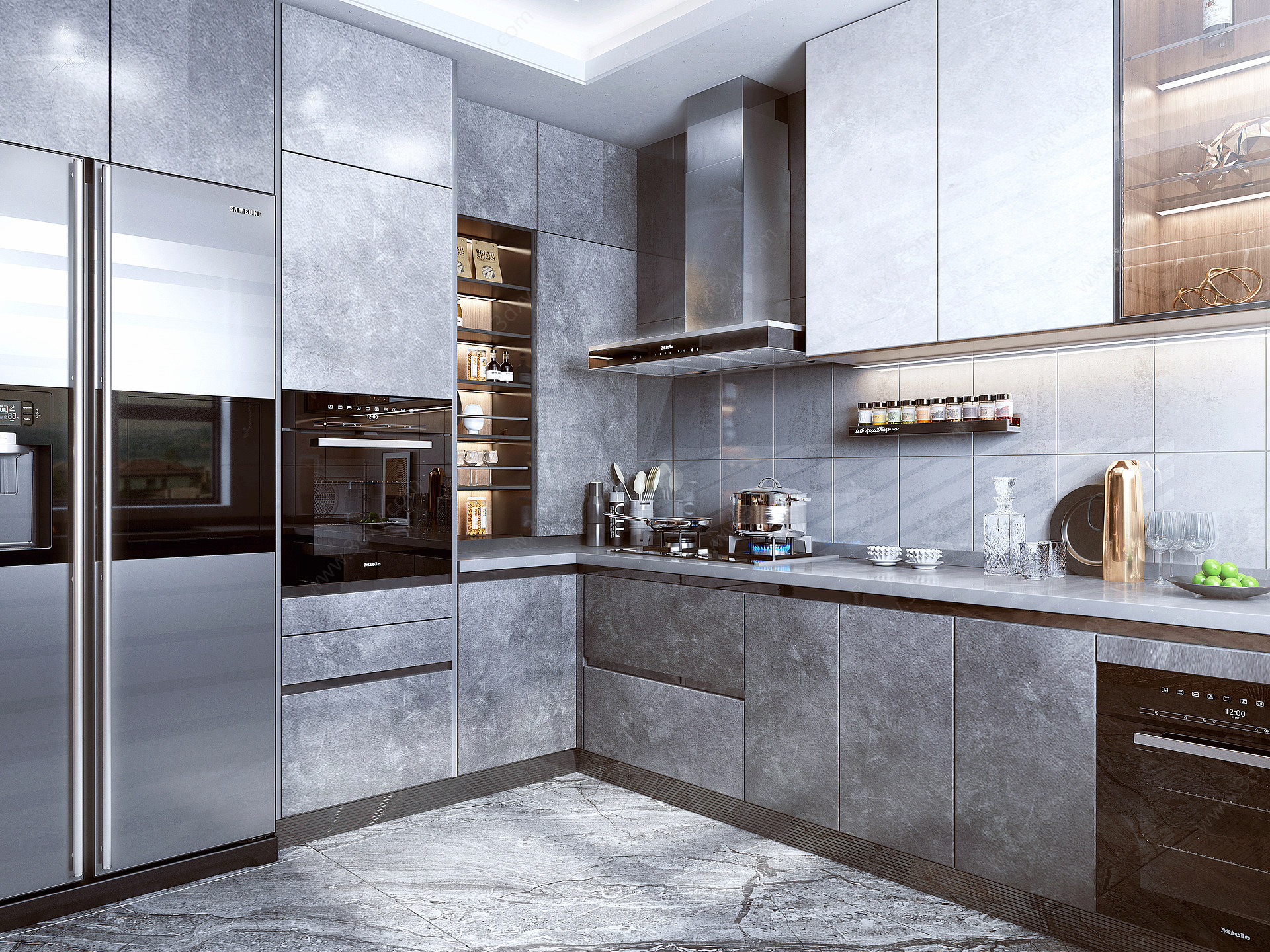 厨房橱柜厨房电器冰箱3D模型