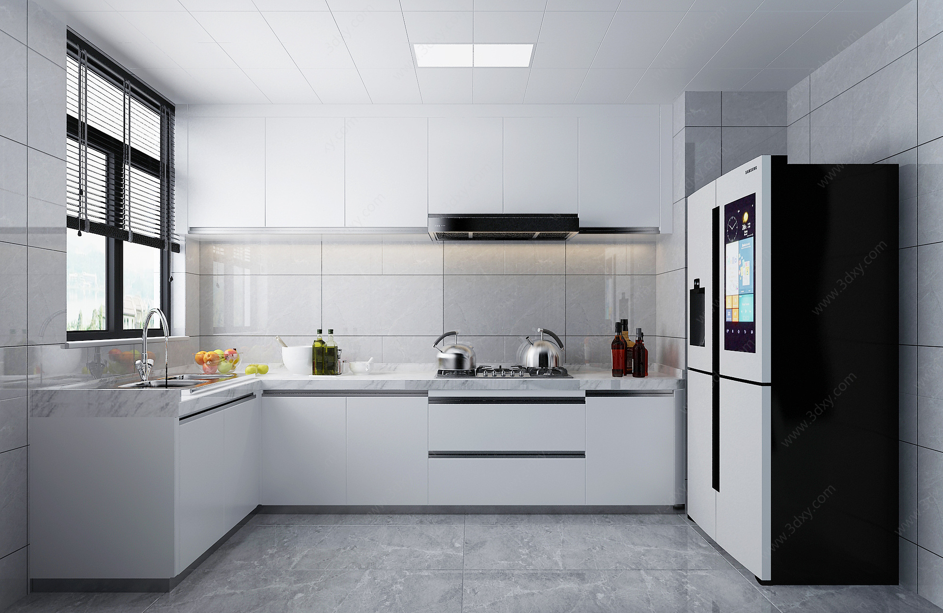 简约厨房橱柜冰箱3D模型