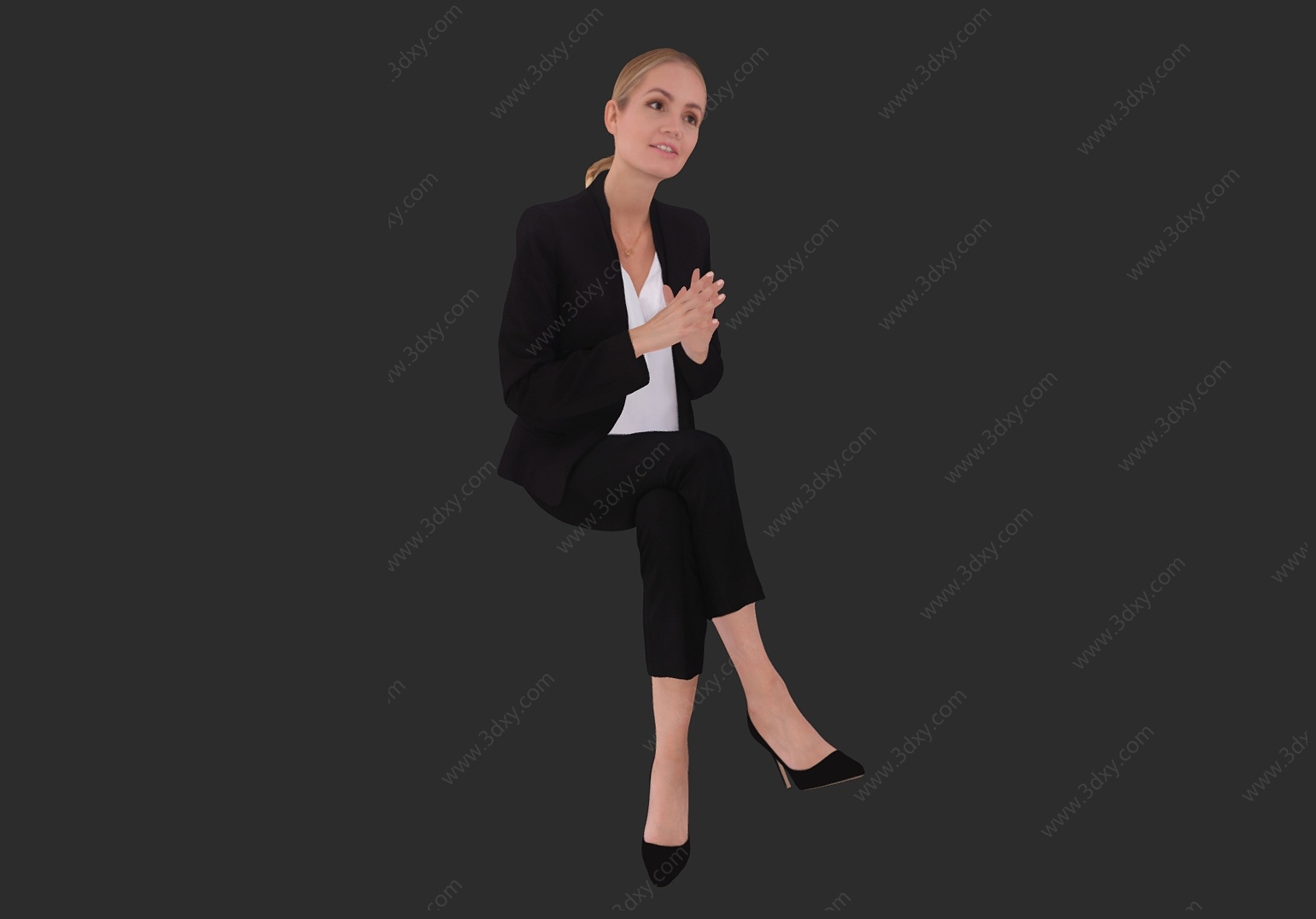 坐姿女士交谈姿势职场女士3D模型