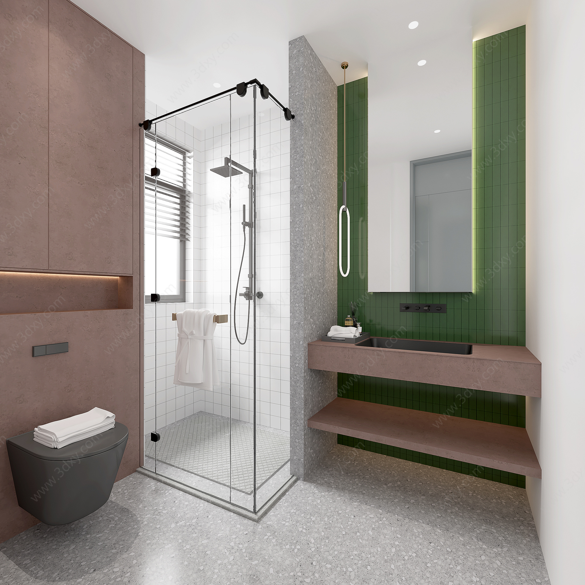 卫生间浴室柜淋浴房3D模型