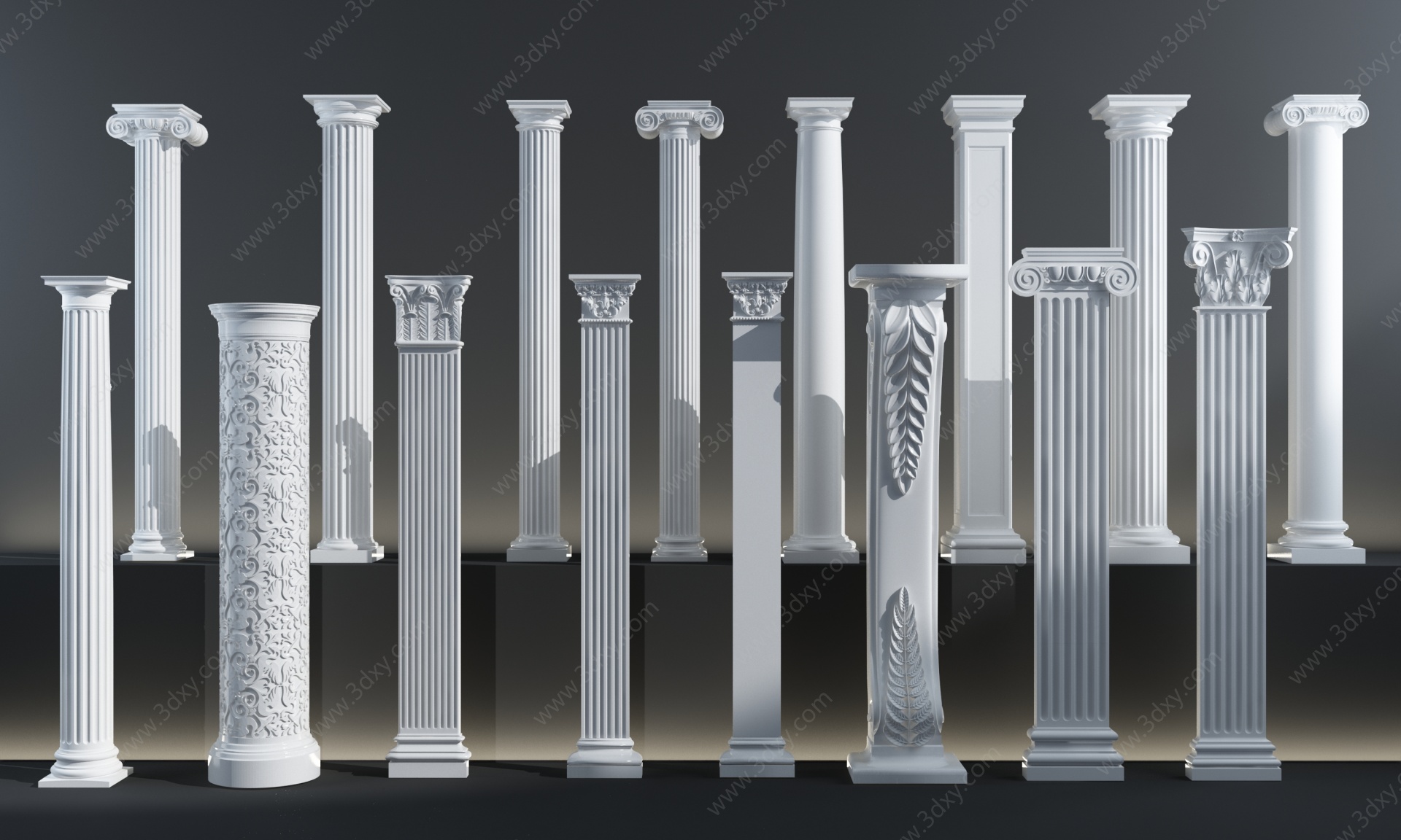 欧式大理石罗马柱3D模型
