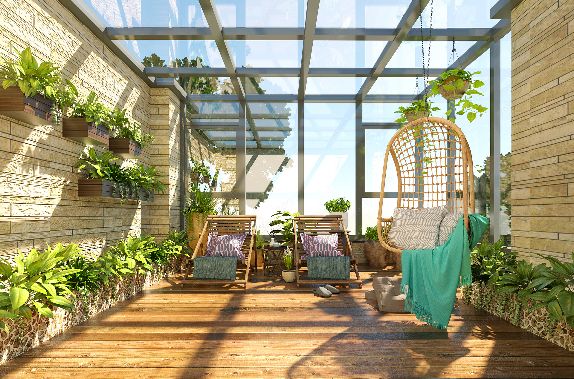 北欧别墅花园阳台3D模型