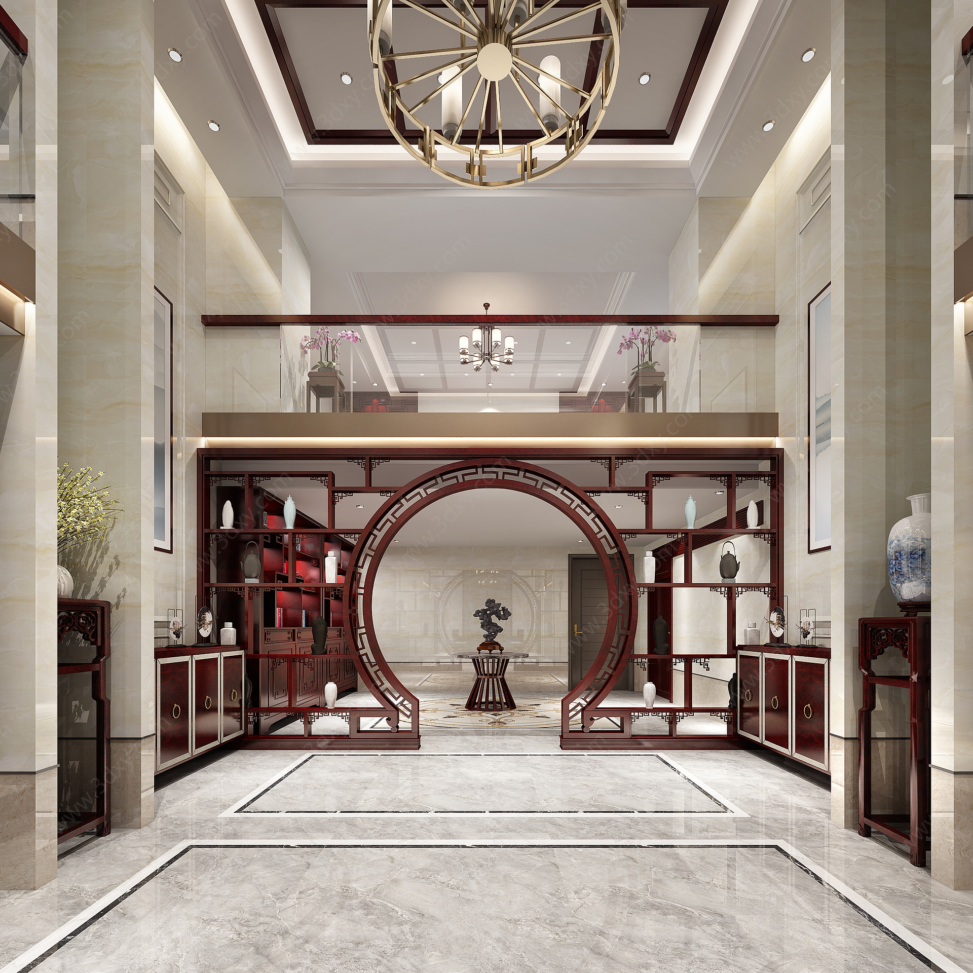 新中式休息娱乐室茶室3D模型