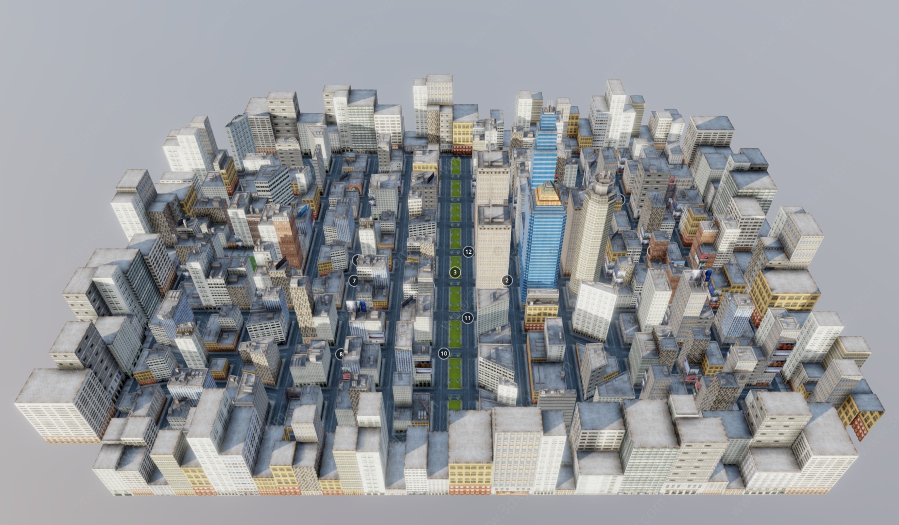 城市鸟瞰建筑规划建筑高楼3D模型