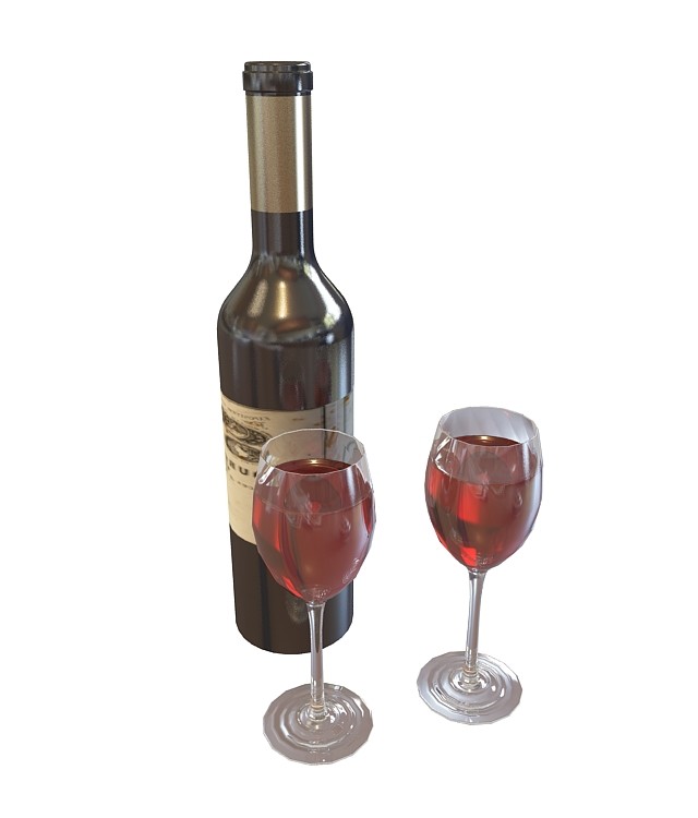 高脚红酒杯3D模型