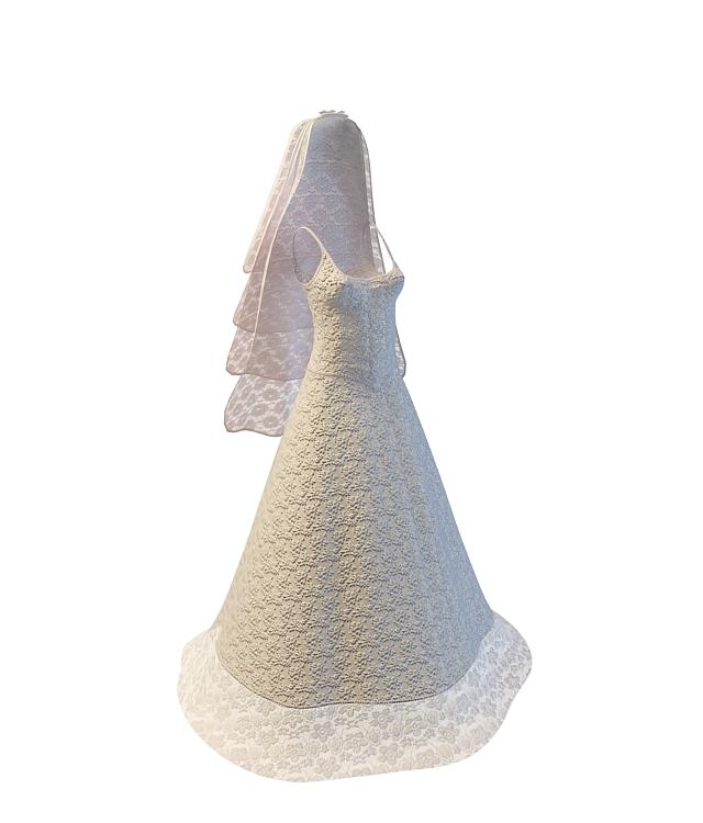 现代时尚婚纱3D模型