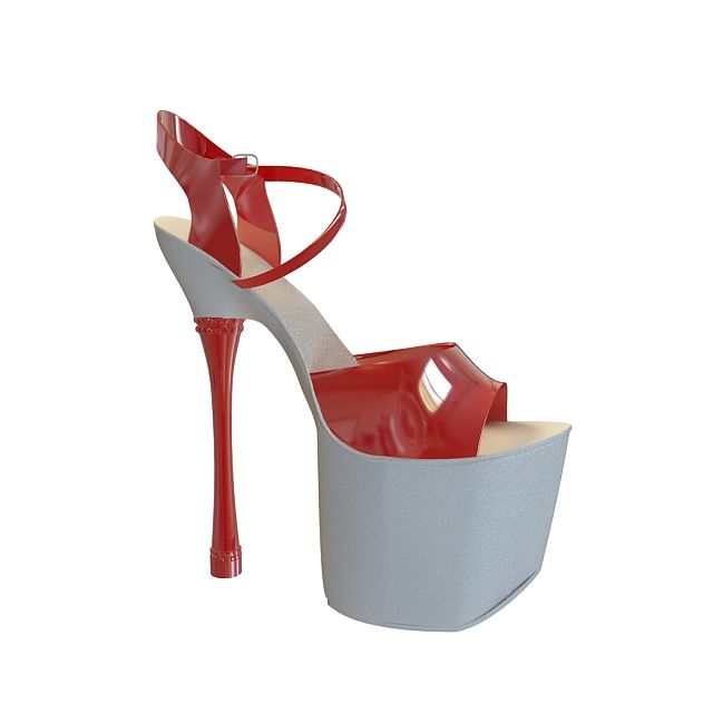 红色高跟凉鞋3D模型