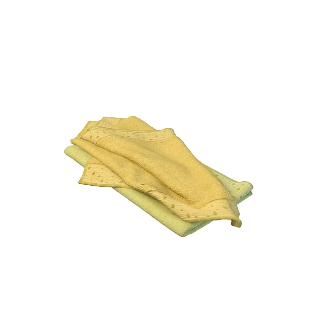纯棉花边毛巾3D模型