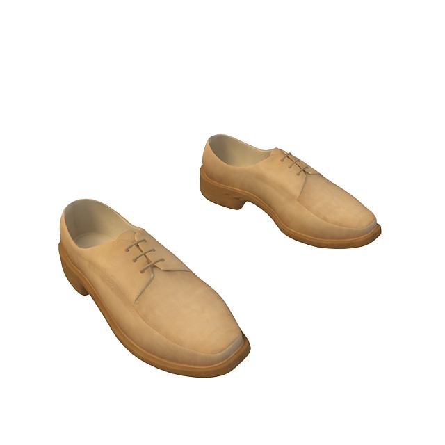 米色男士休闲皮鞋3D模型